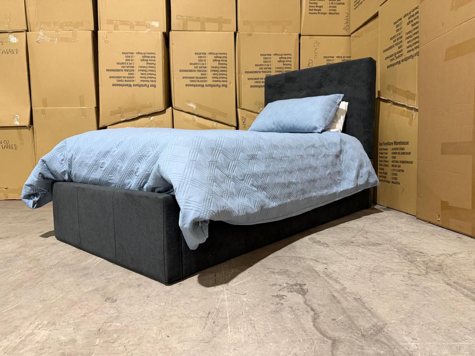 Stuart Single Bed in Charcoal
