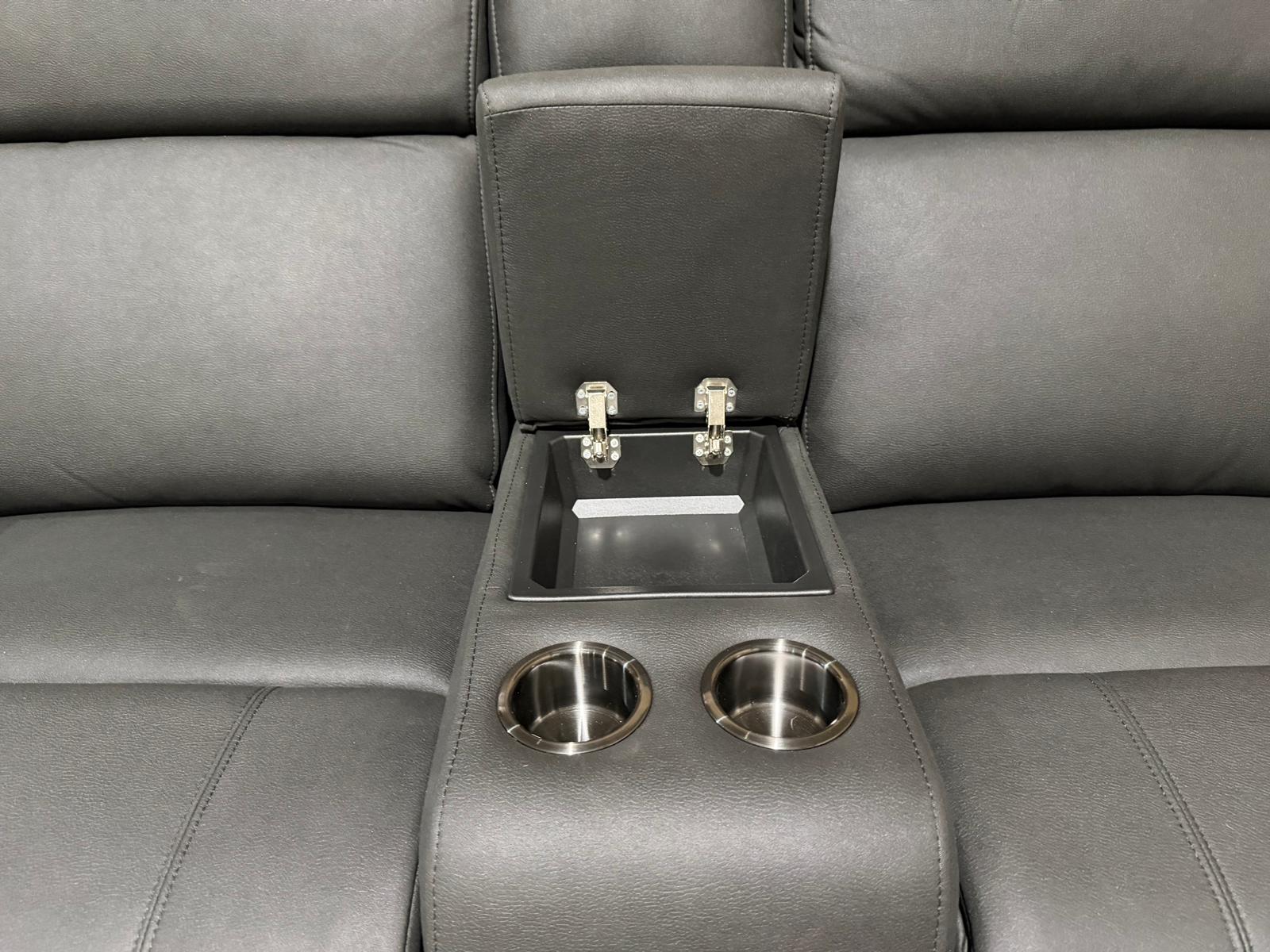 Kenso 6pce modular Lounge with 2 Dual Motion Recliners Soft Rhino Black