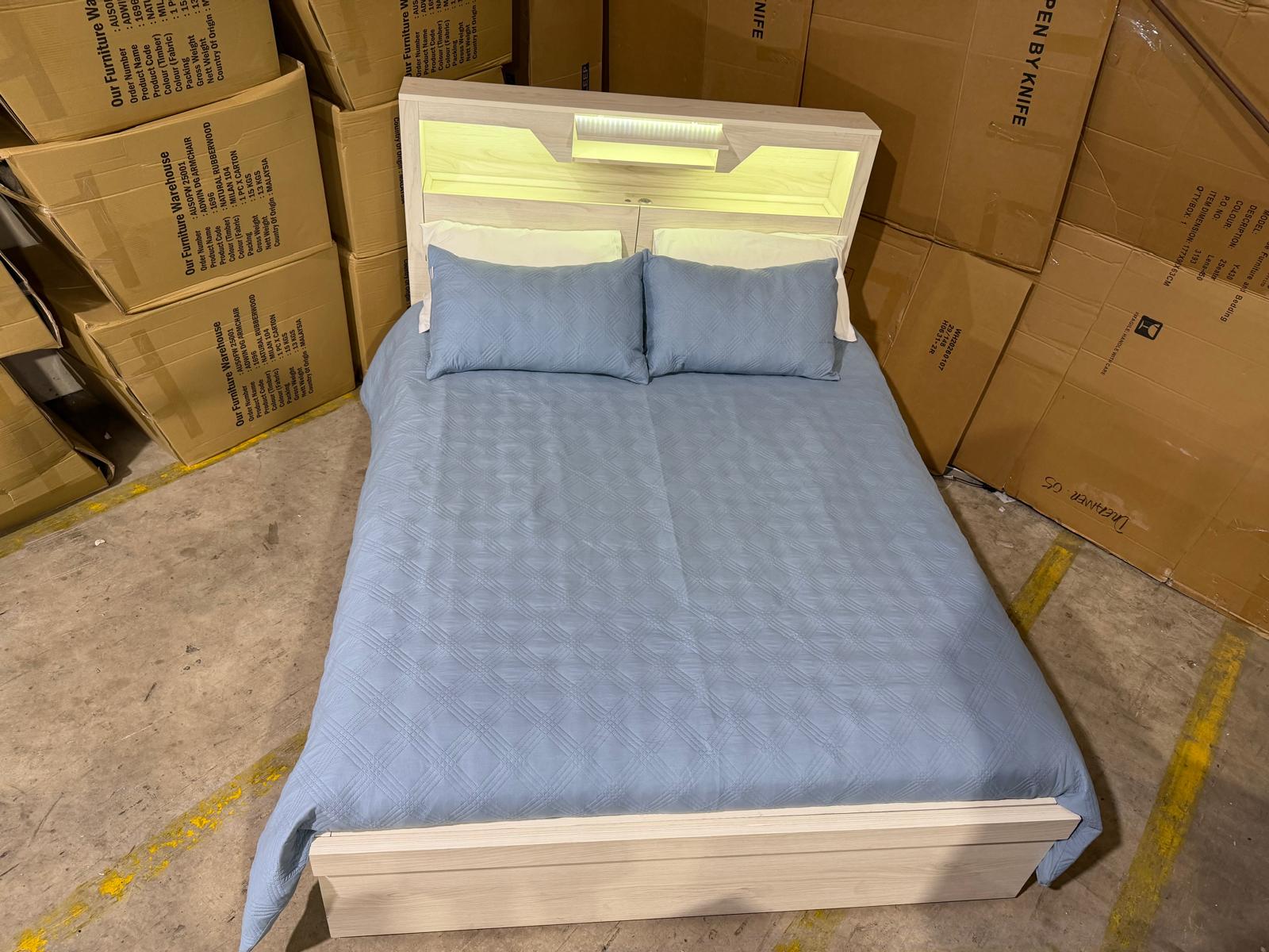 Atlanta King size bed in grey wash finish lift up storage