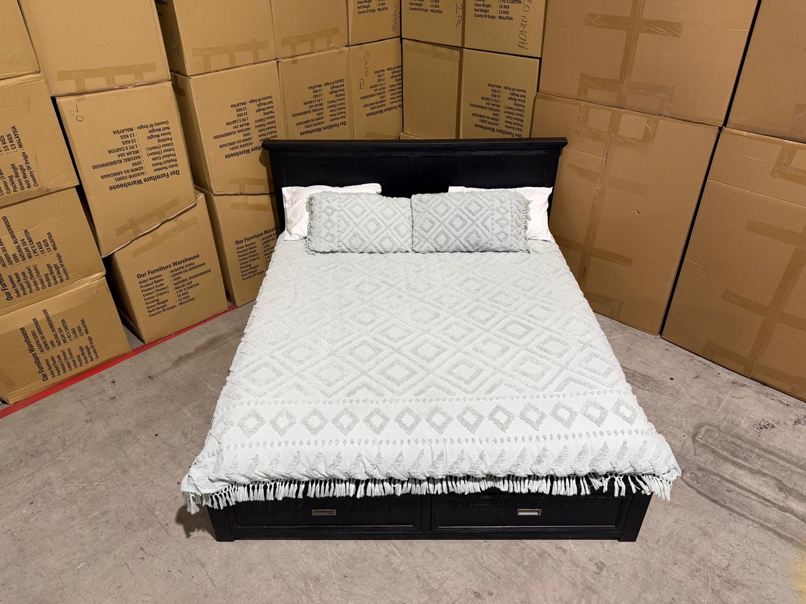 Calloway Queen size Bed inc draws in black