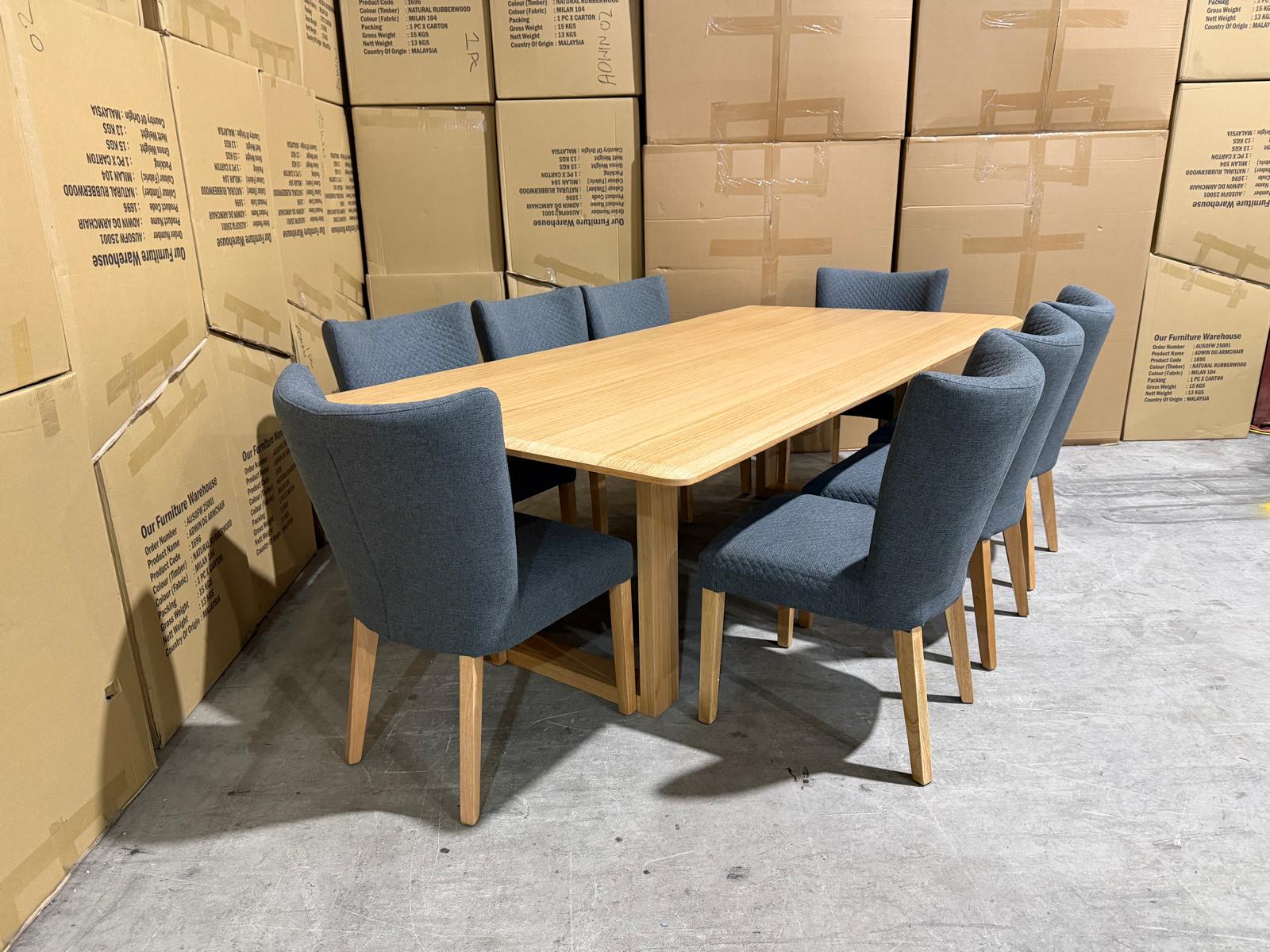 Mitcham Dining Range 2400 9 PCE Set with Tobago Chair Charcoal