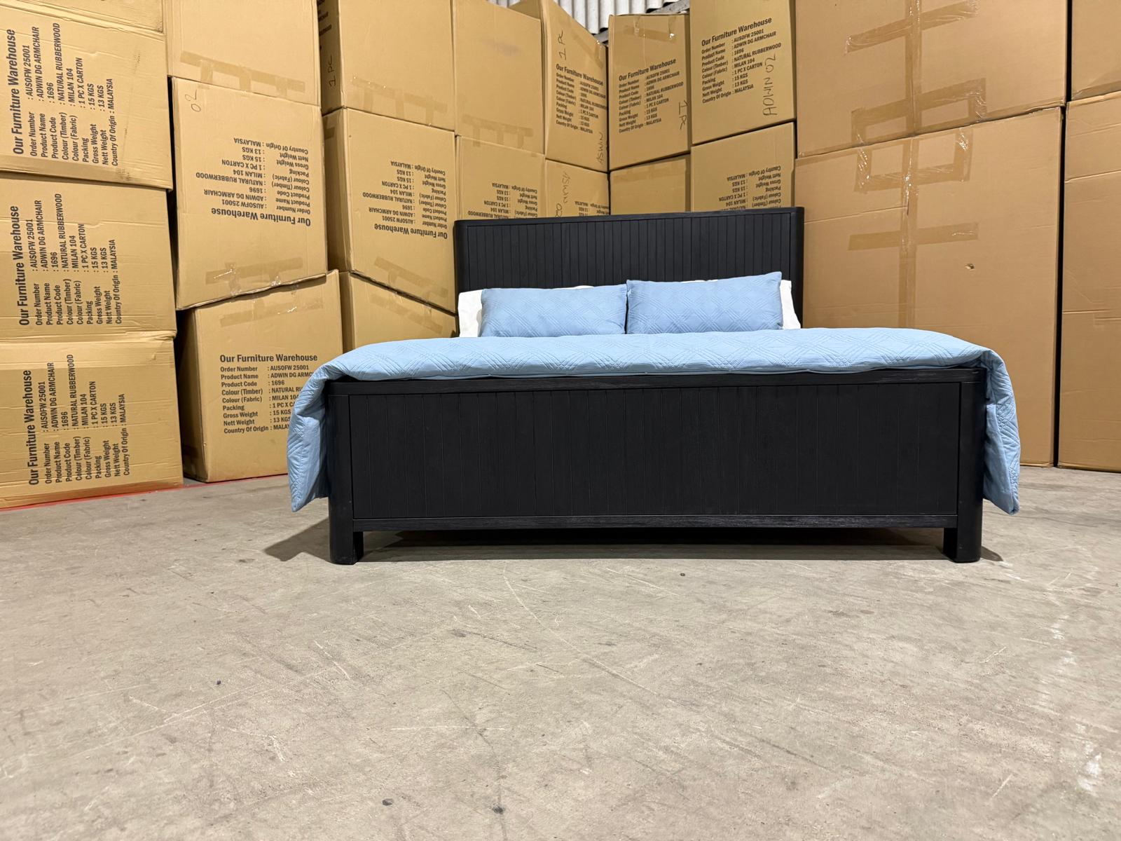 Athena ripple King size bed in shadow black finish
