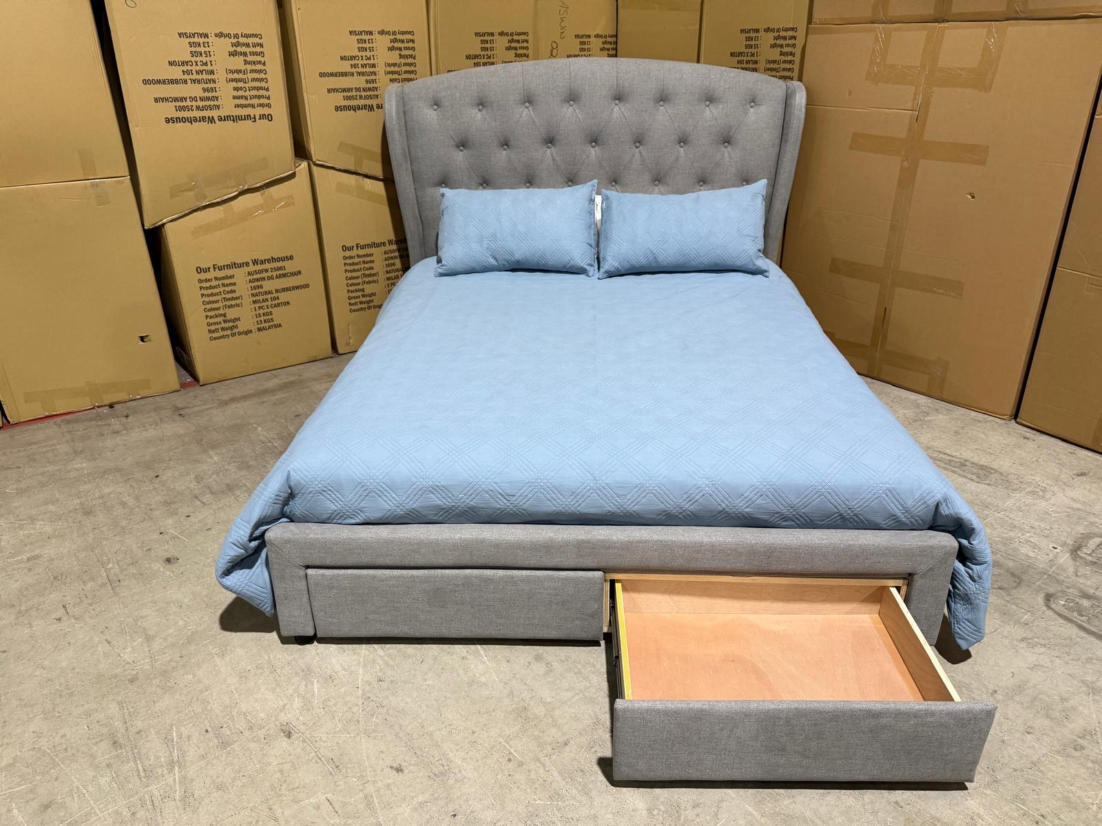Washington Bed Range Light Grey 2 Sizes Queen & King