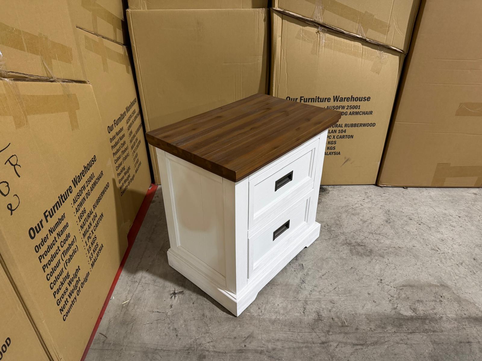 Hamptons bedside chest two tone finish