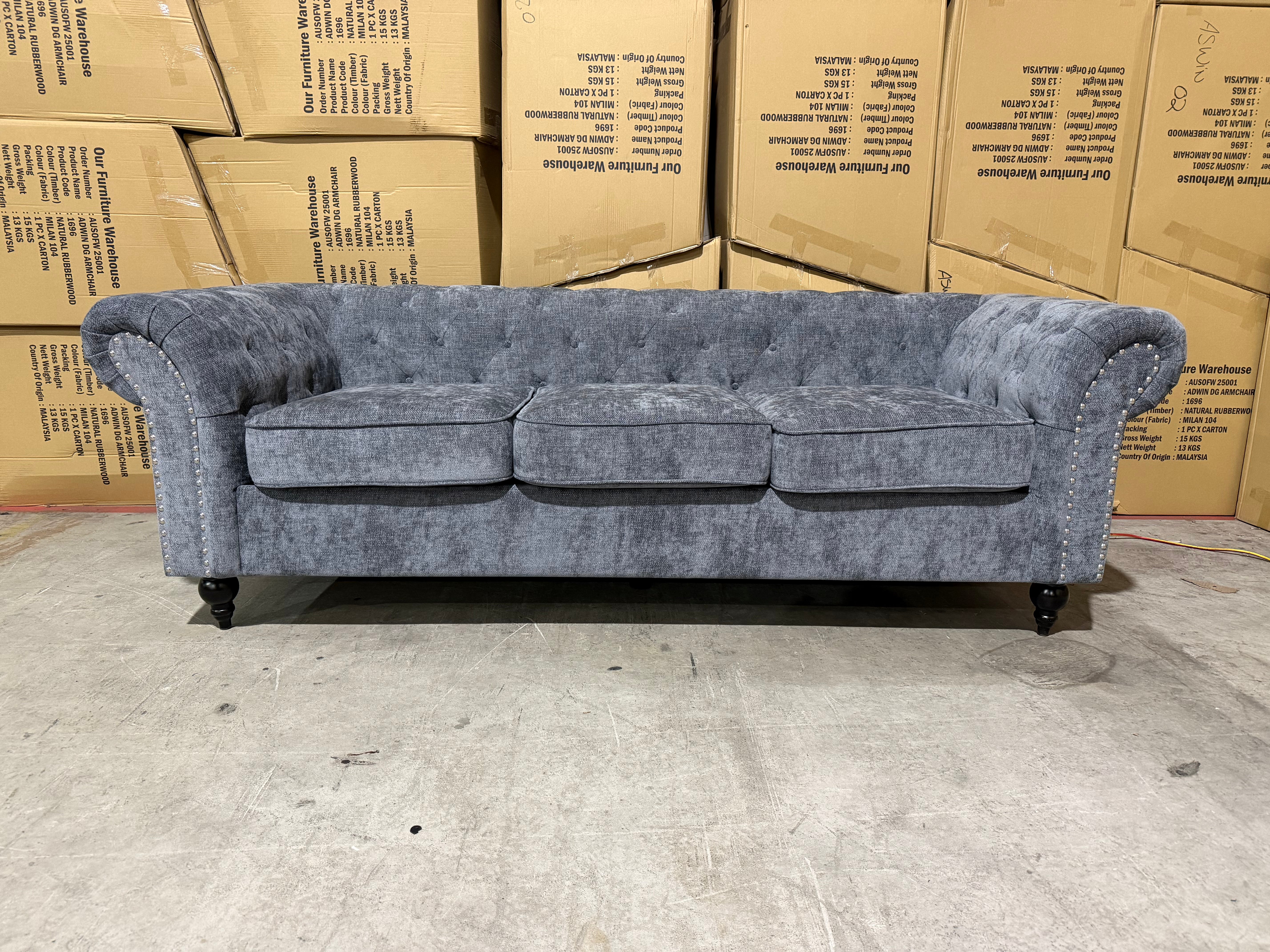 Jester 3 seater sofa Licorice