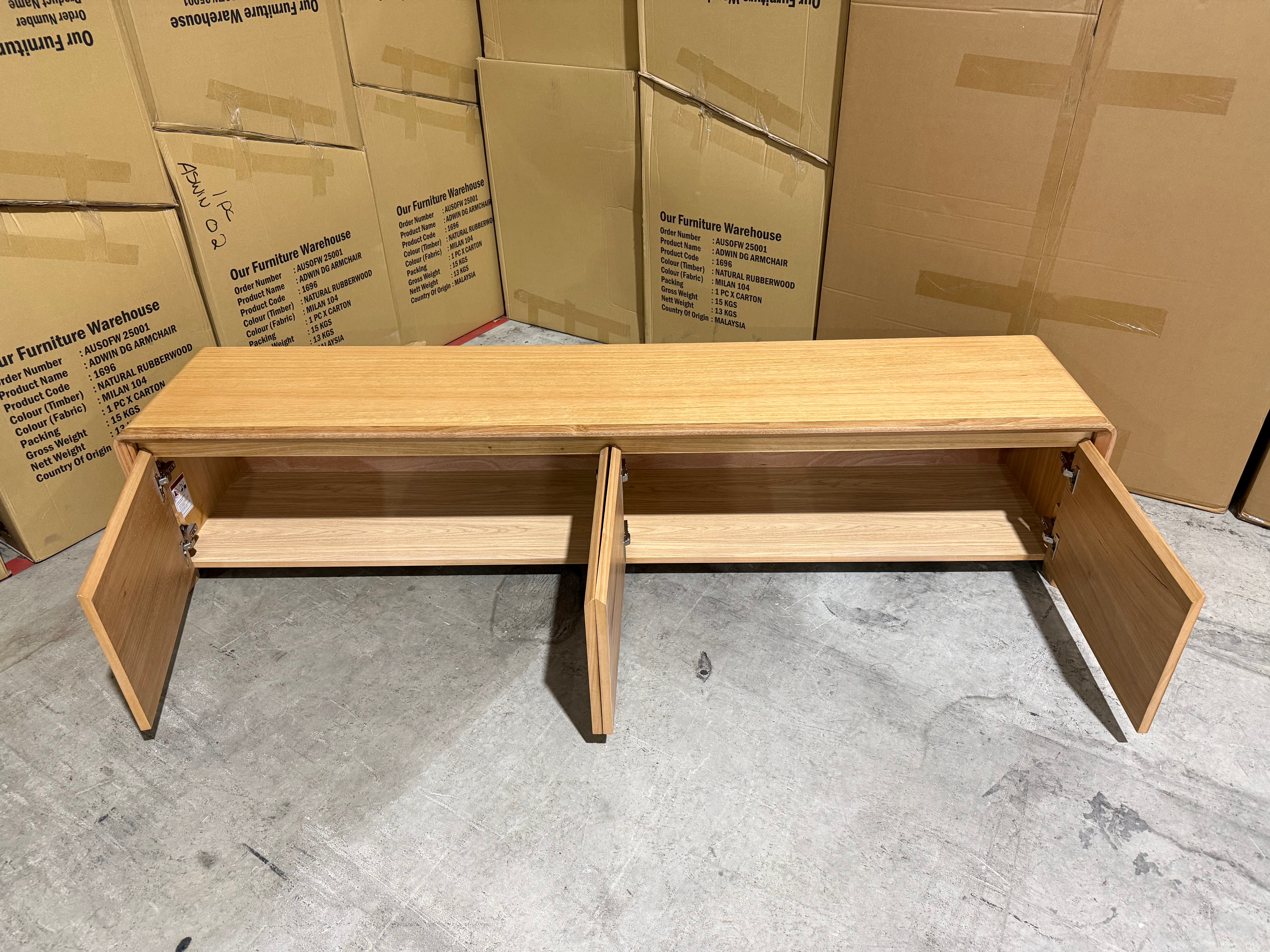 Mitcham TV Unit in natural Tassie Oak Dining Range