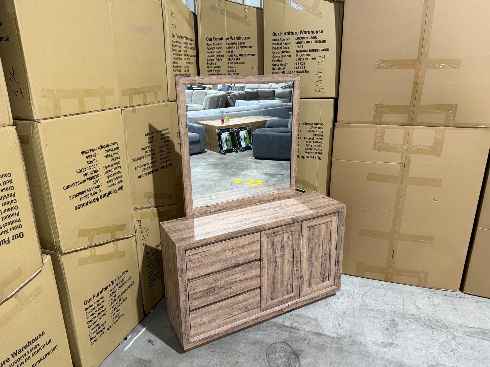 Manly Frank dressing table with mirror in rustic walnut