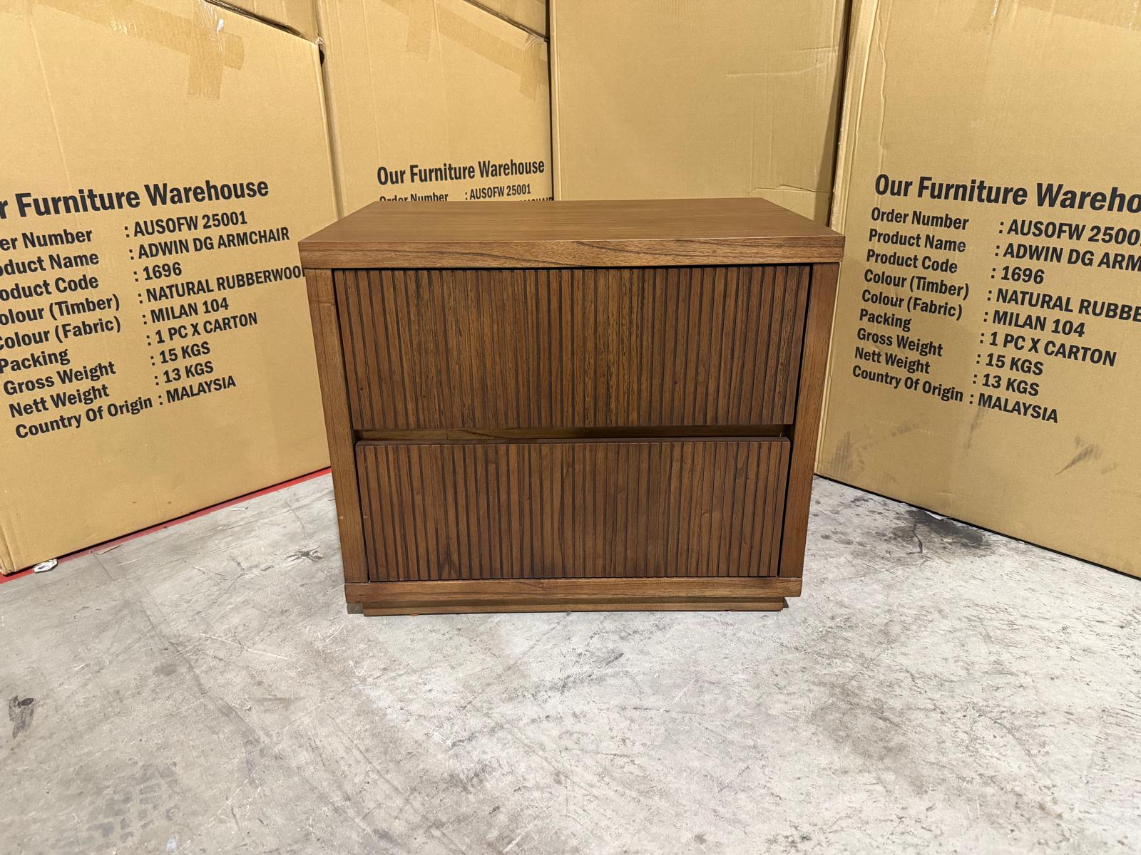 Flinders bed side chest in pecan finish