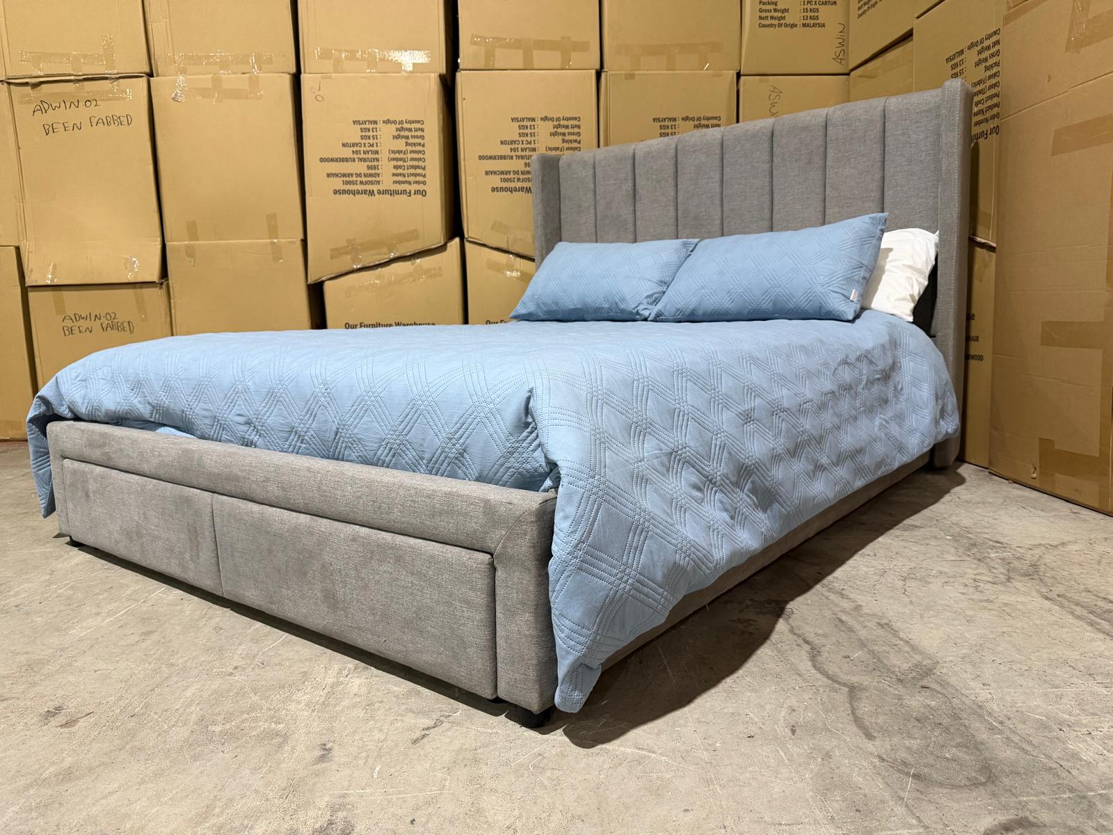 Portland Bed Range (Light Grey) 2 Sizes King & Queen