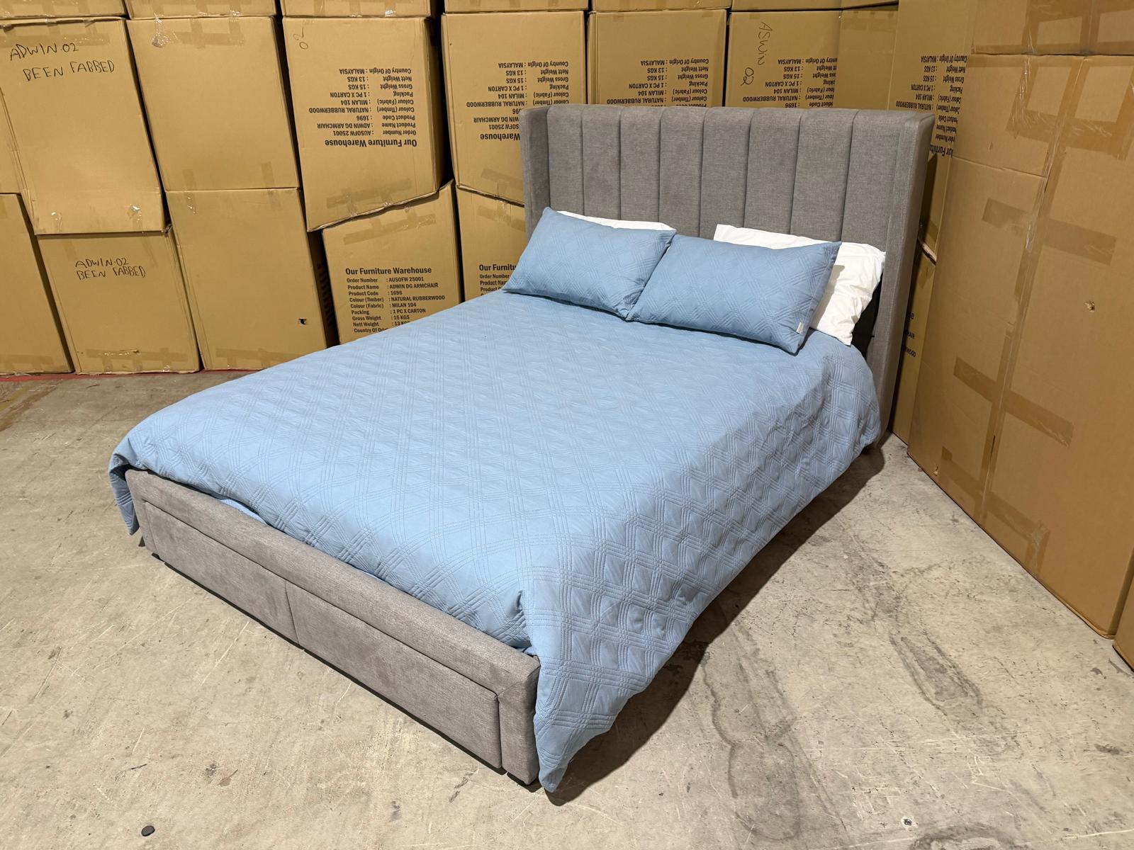 Portland Bed Range (Light Grey) 2 Sizes King & Queen