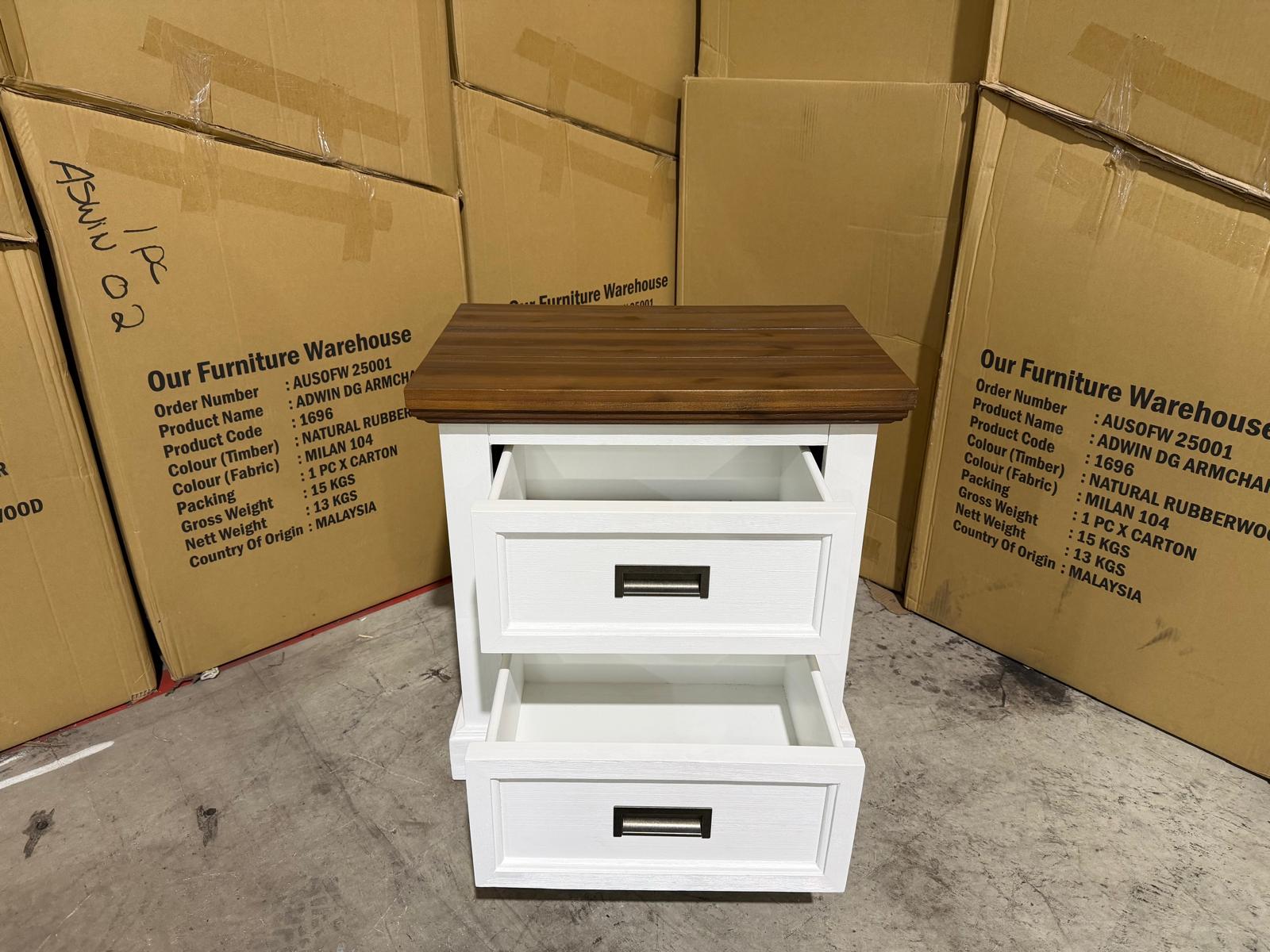 Hamptons bedside chest two tone finish