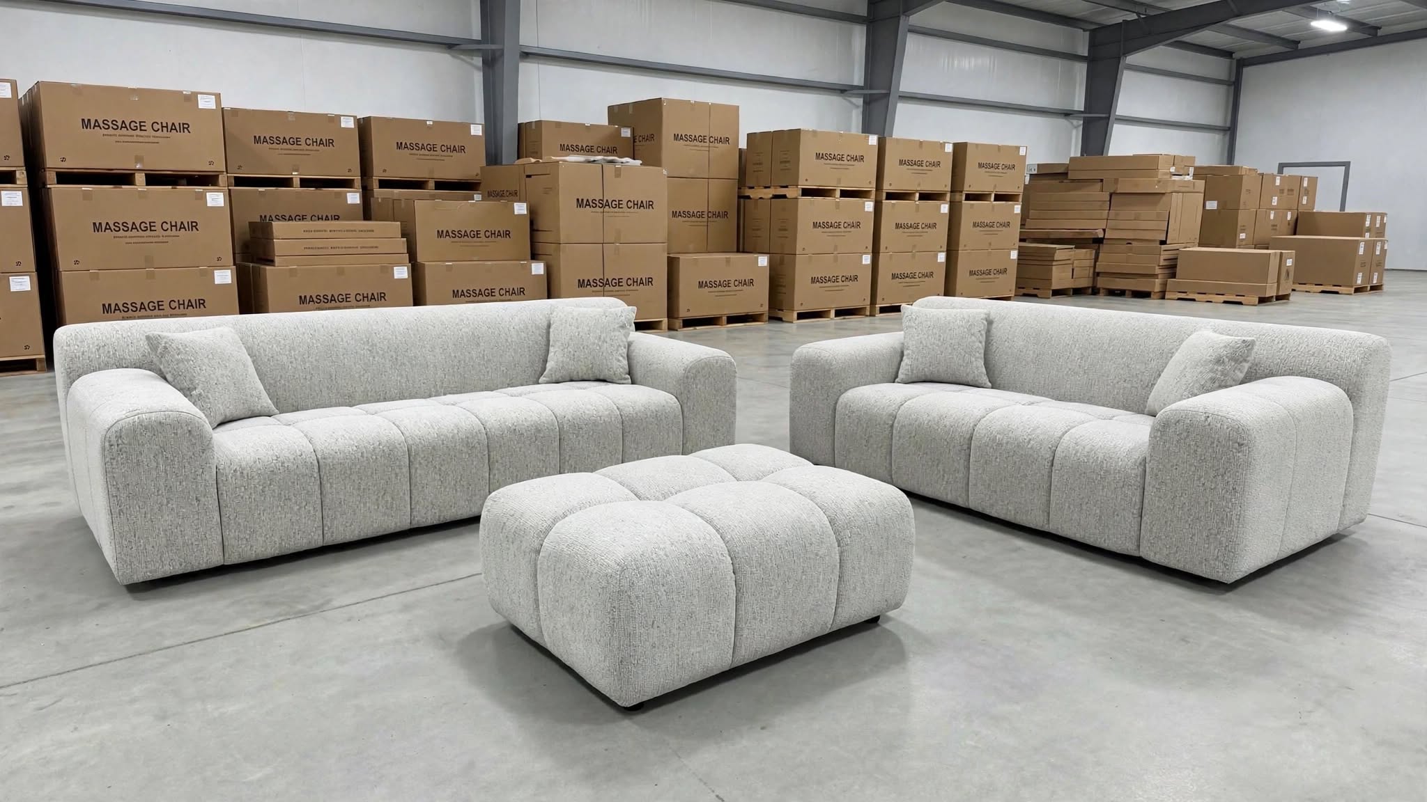 Bobbi 3+2+ Ottoman In Grey