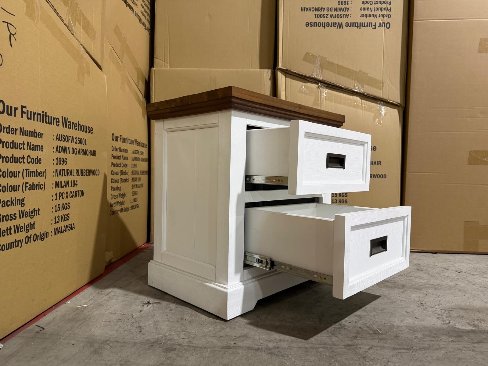 Hamptons bedside chest two tone finish