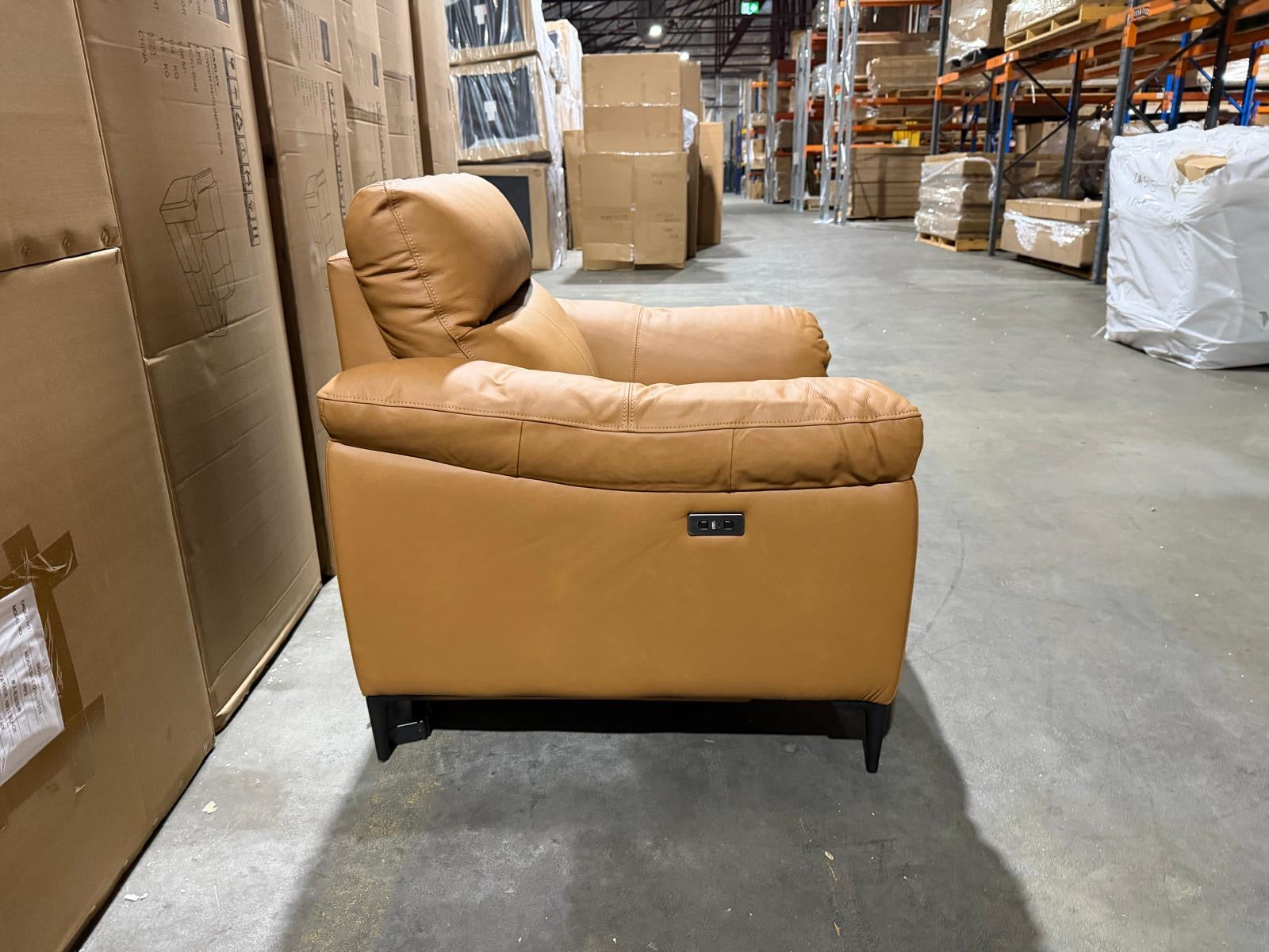 Oasis Single Recliner Leather Match (TAN)