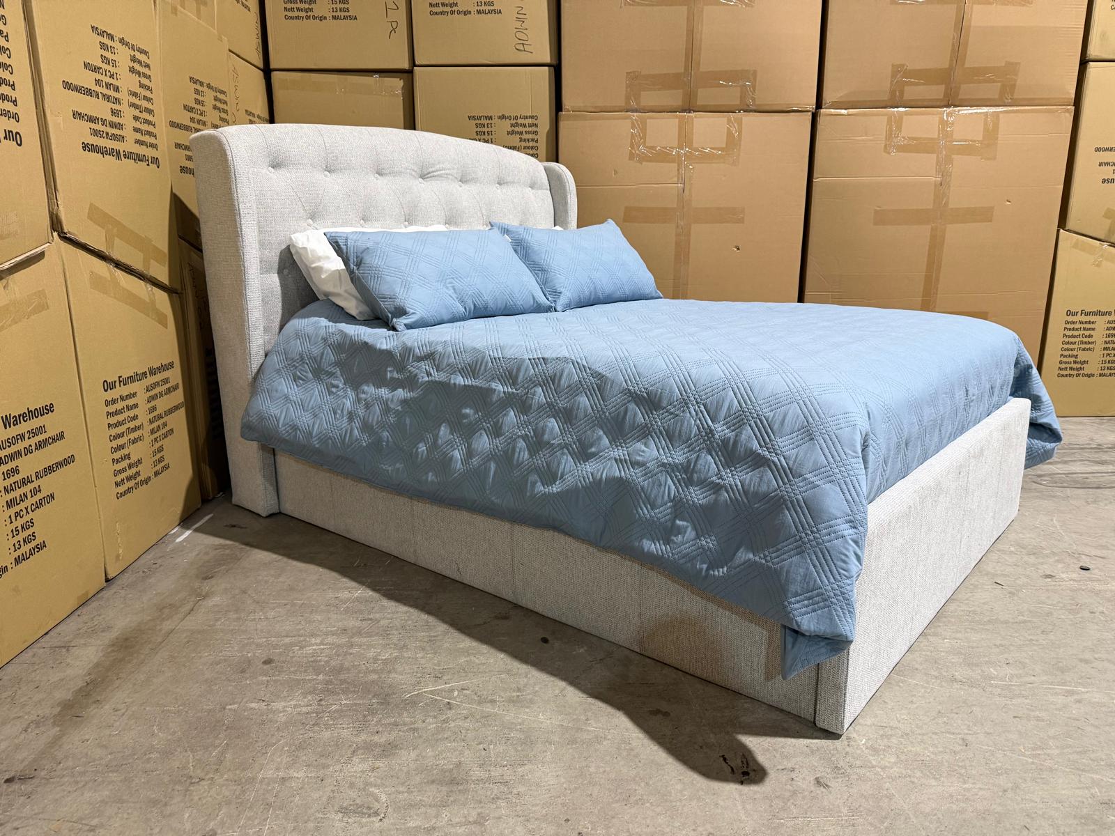 Dallas Double Bed with gas lift in Greige
