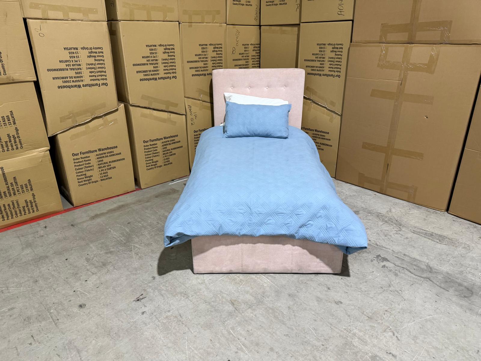 Stuart Single bed in Blush Pink