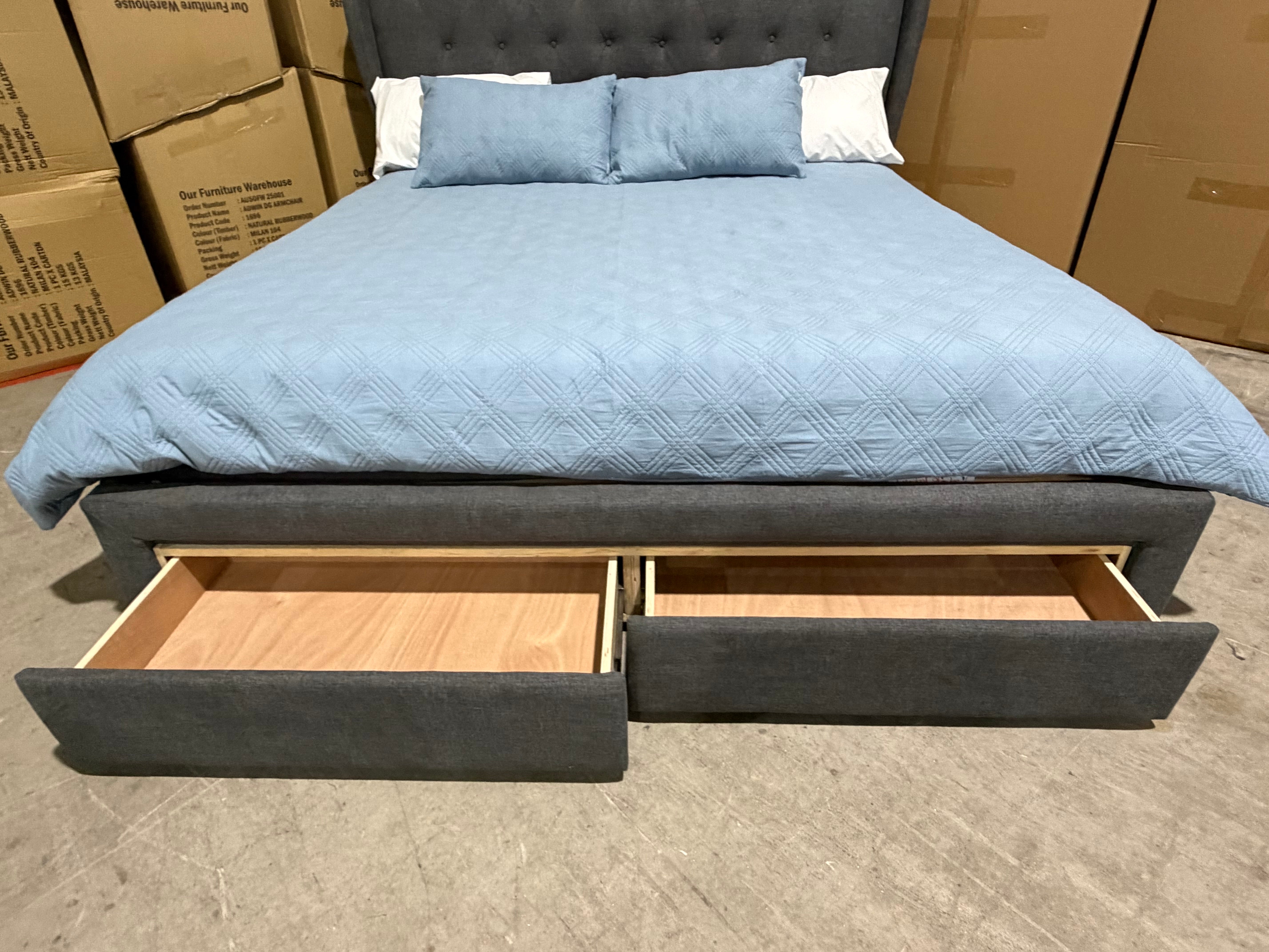 Washington Bed Range (Dark Grey) 2 Sizes Queen & King