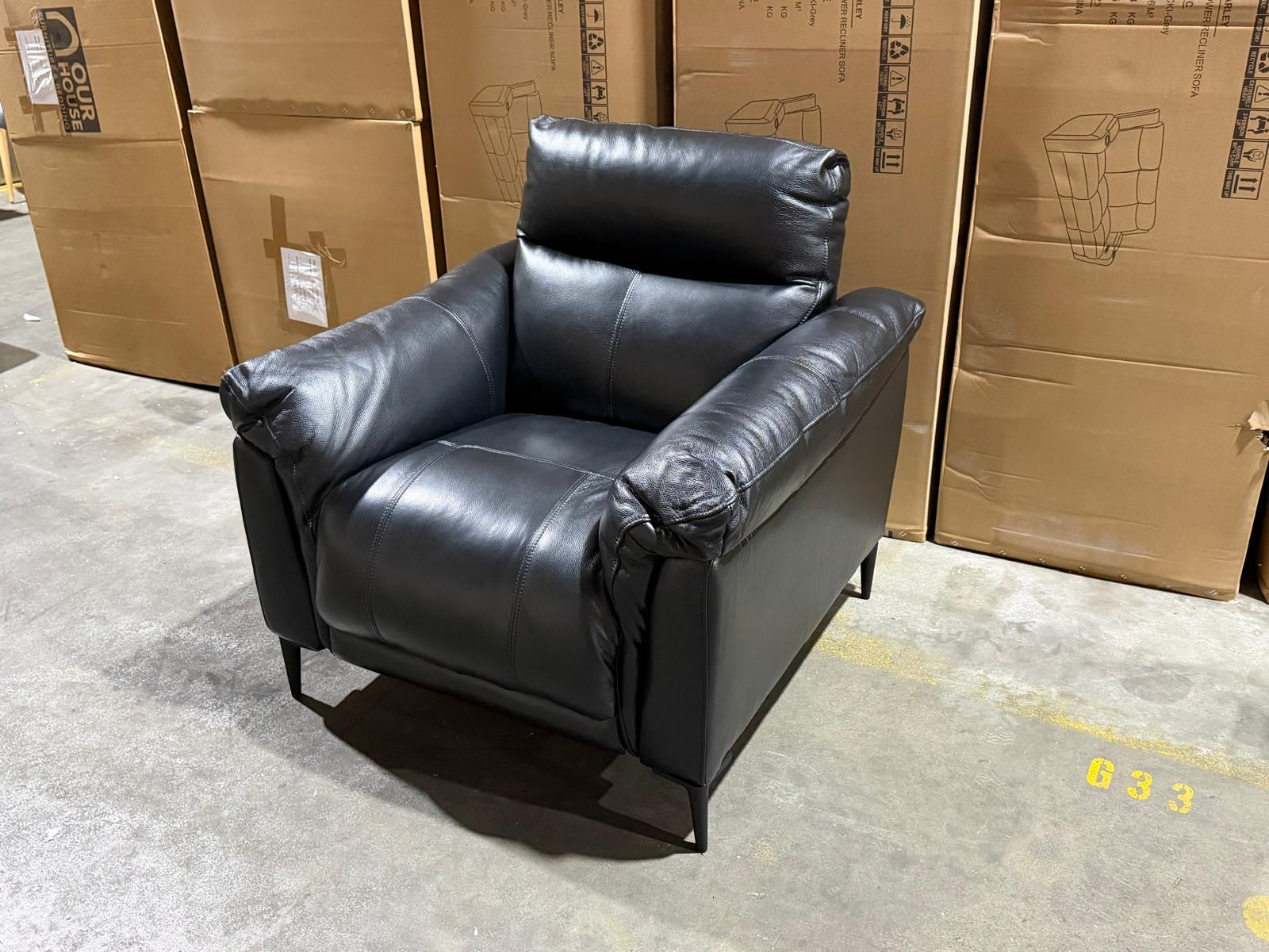 Oasis Single Recliner Leather Match (BLACK)