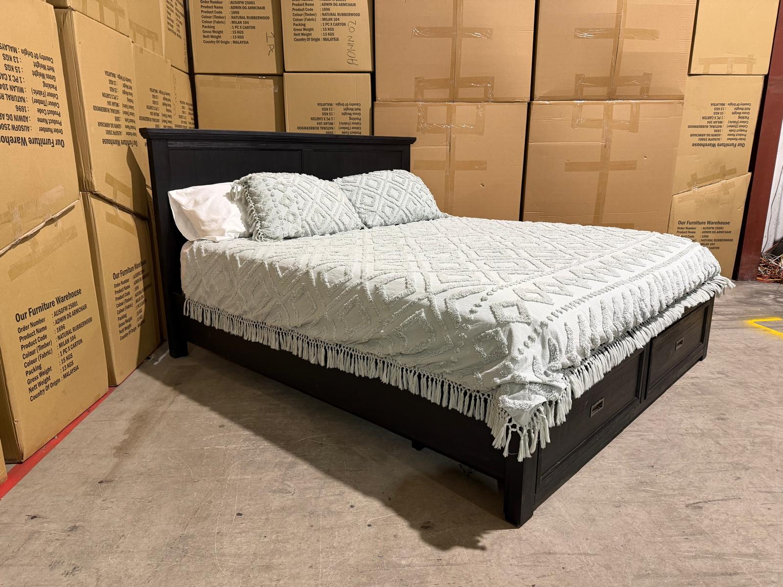 Calloway Queen size Bed inc draws in black