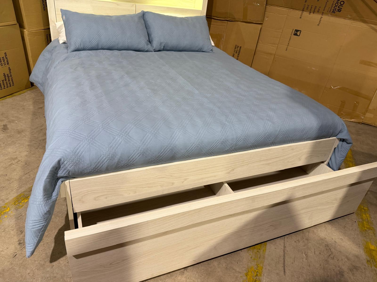 Atlanta King size bed in grey wash finish lift up storage