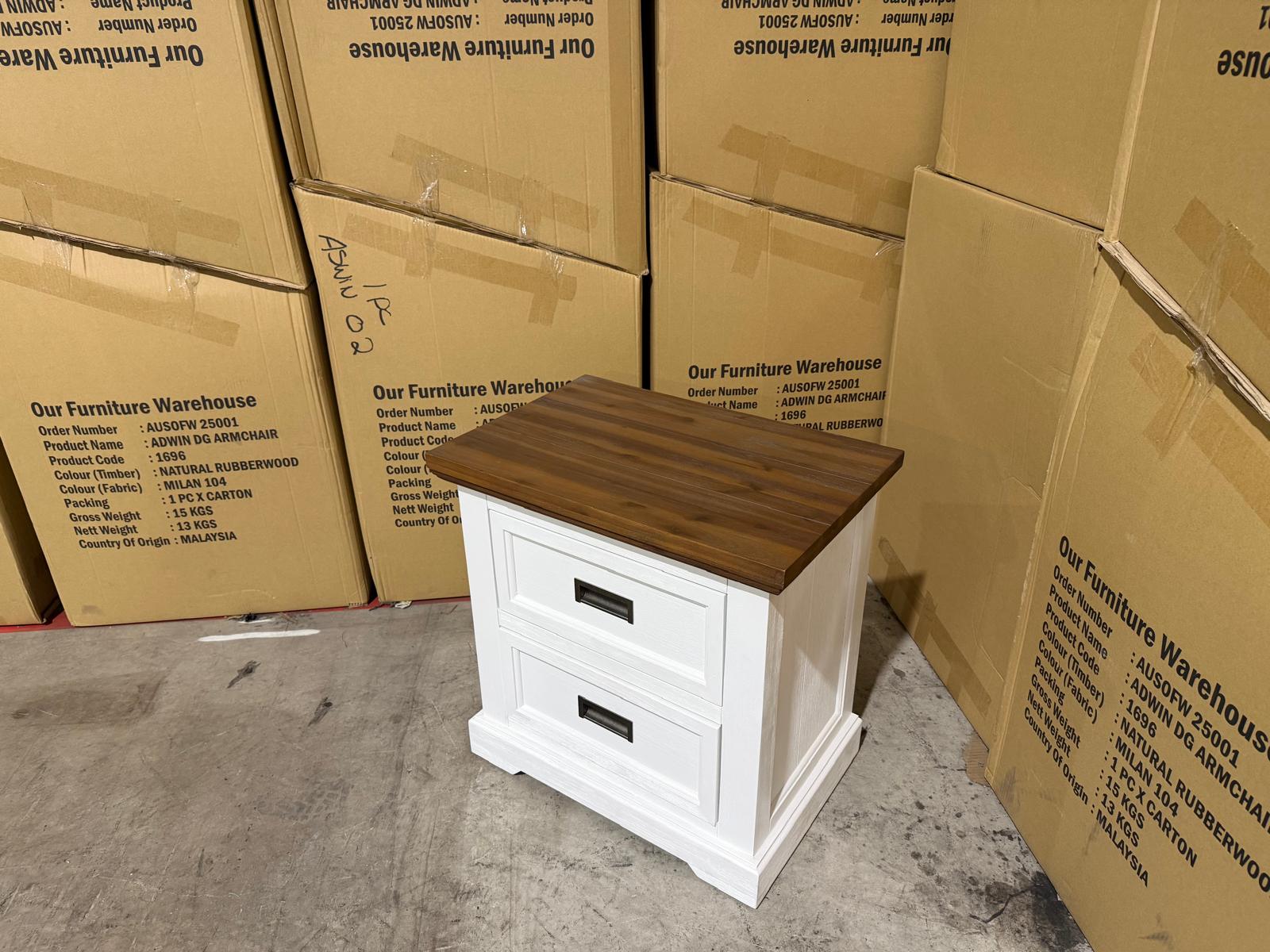 Hamptons bedside chest two tone finish
