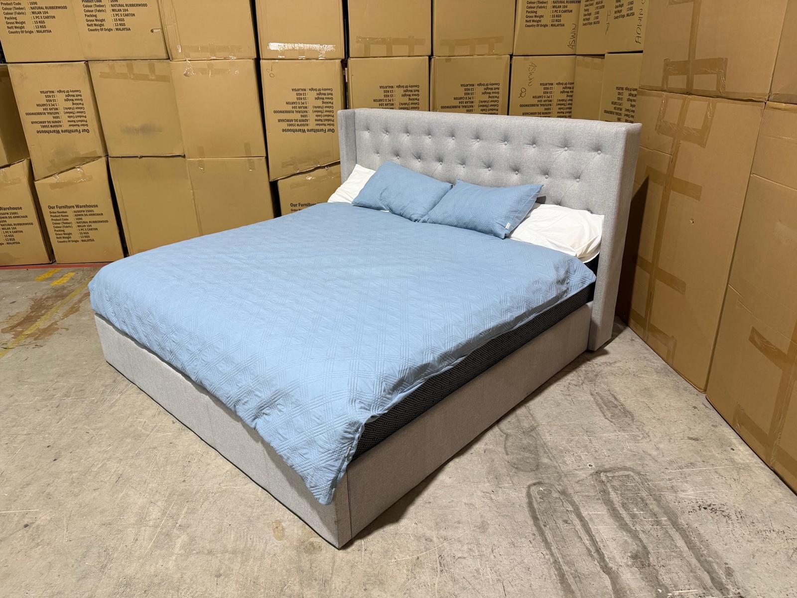 Memphis Super King Bed In Light Grey