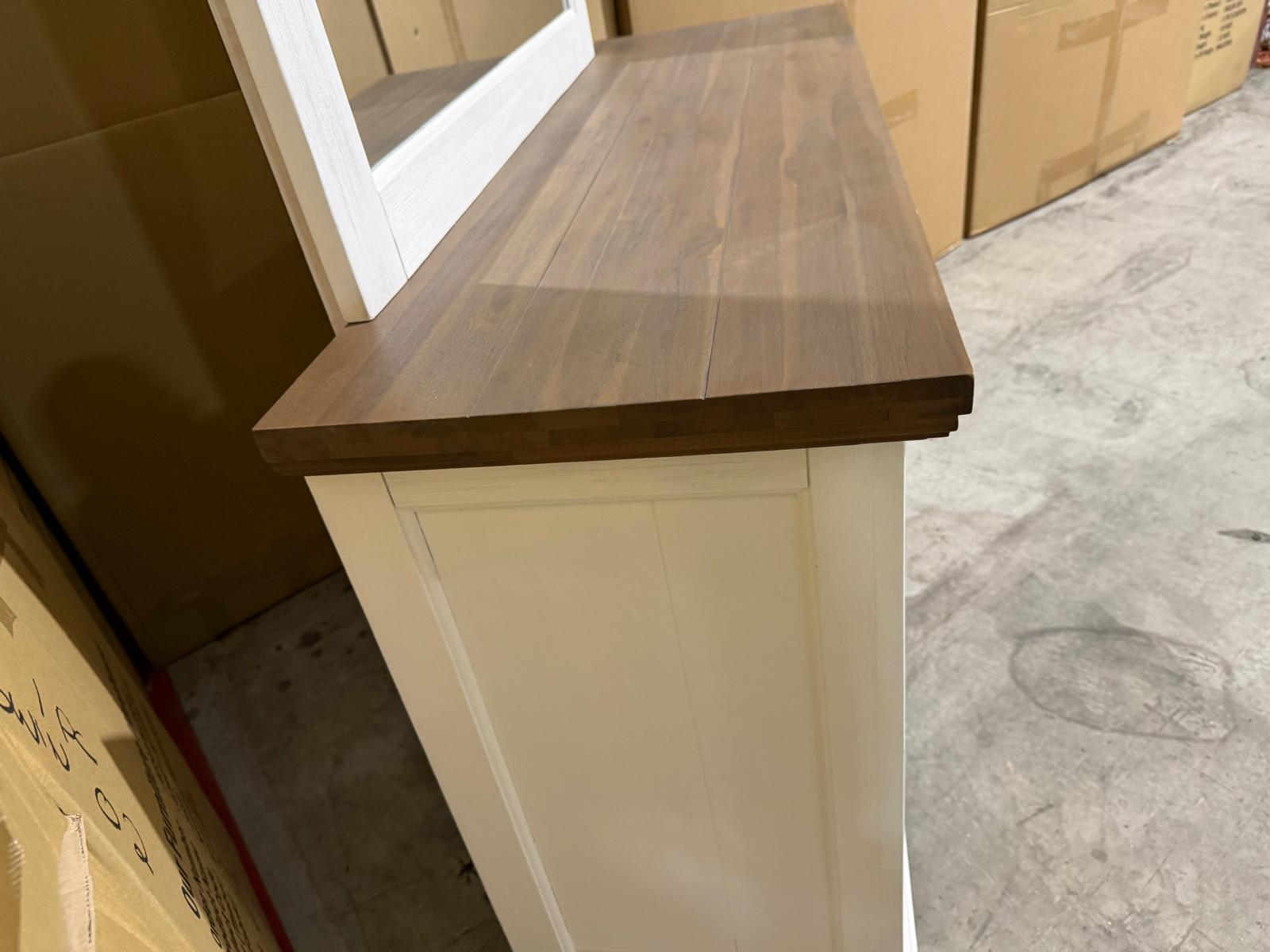 Hamptons dressing table and mirror two tone finish
