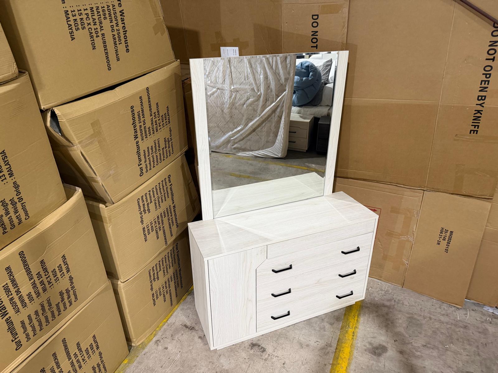 Atlanta dressing table inc mirros in grey wash finish
