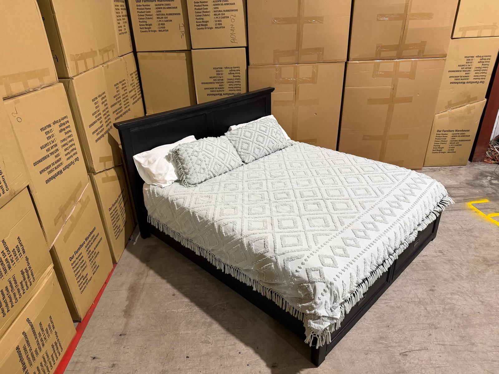 Calloway Queen size Bed inc draws in black