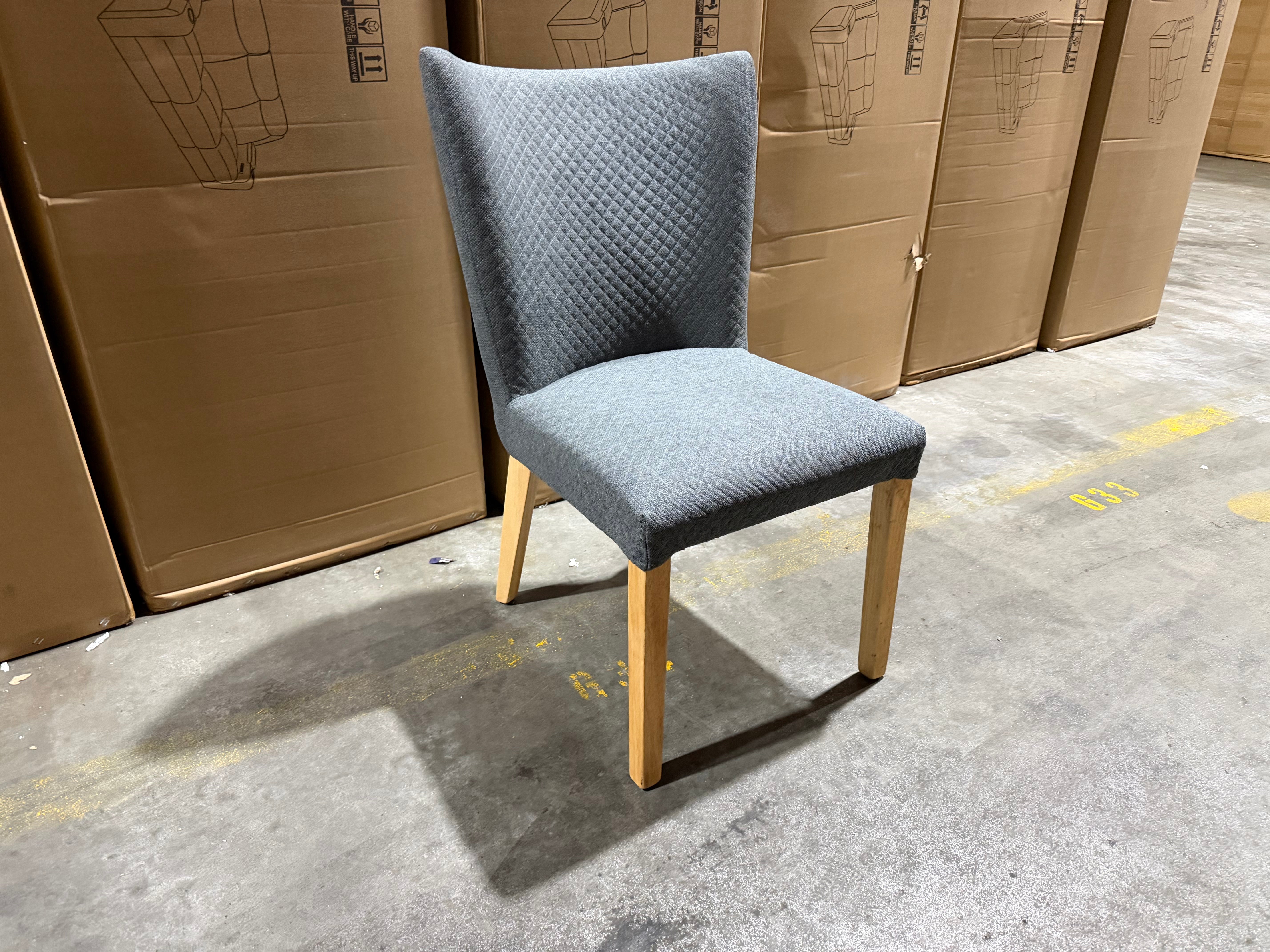 Tobago Upholstered Dining Chair Charcoal Fabric With Natural Oak Colour Leg