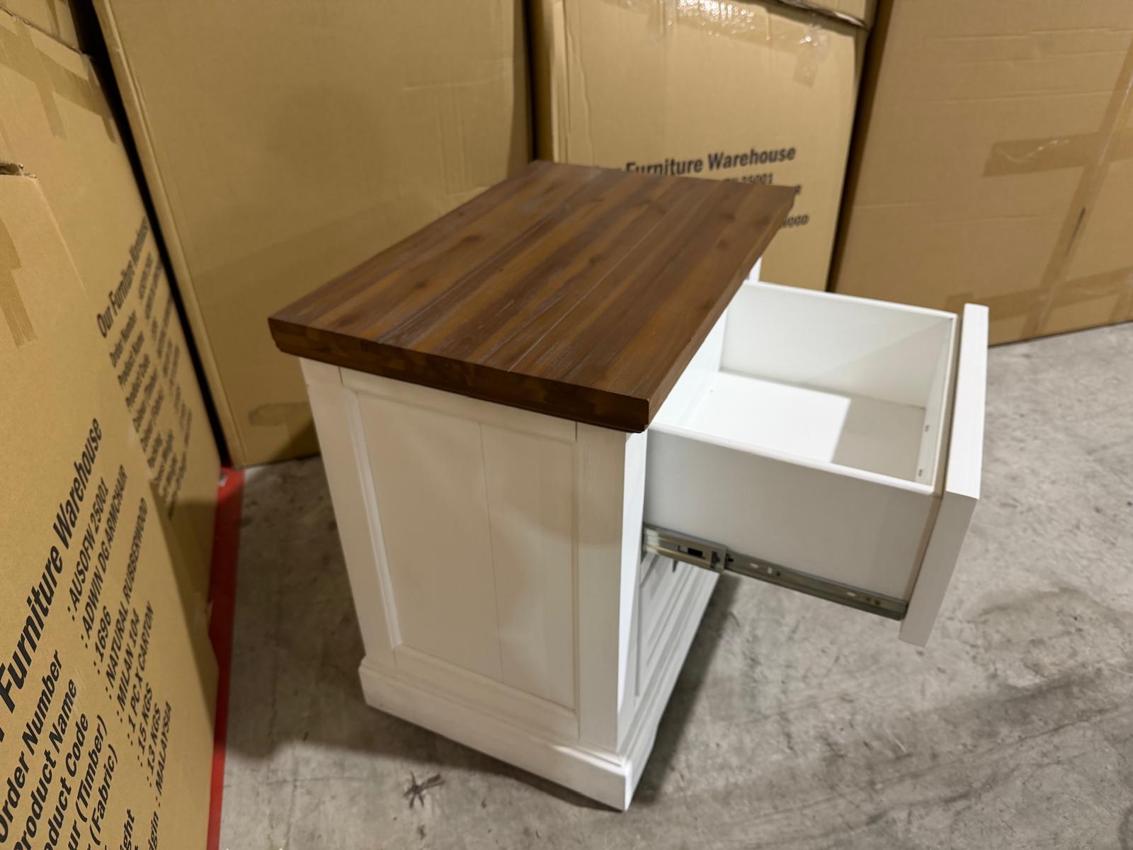 Hamptons bedside chest two tone finish