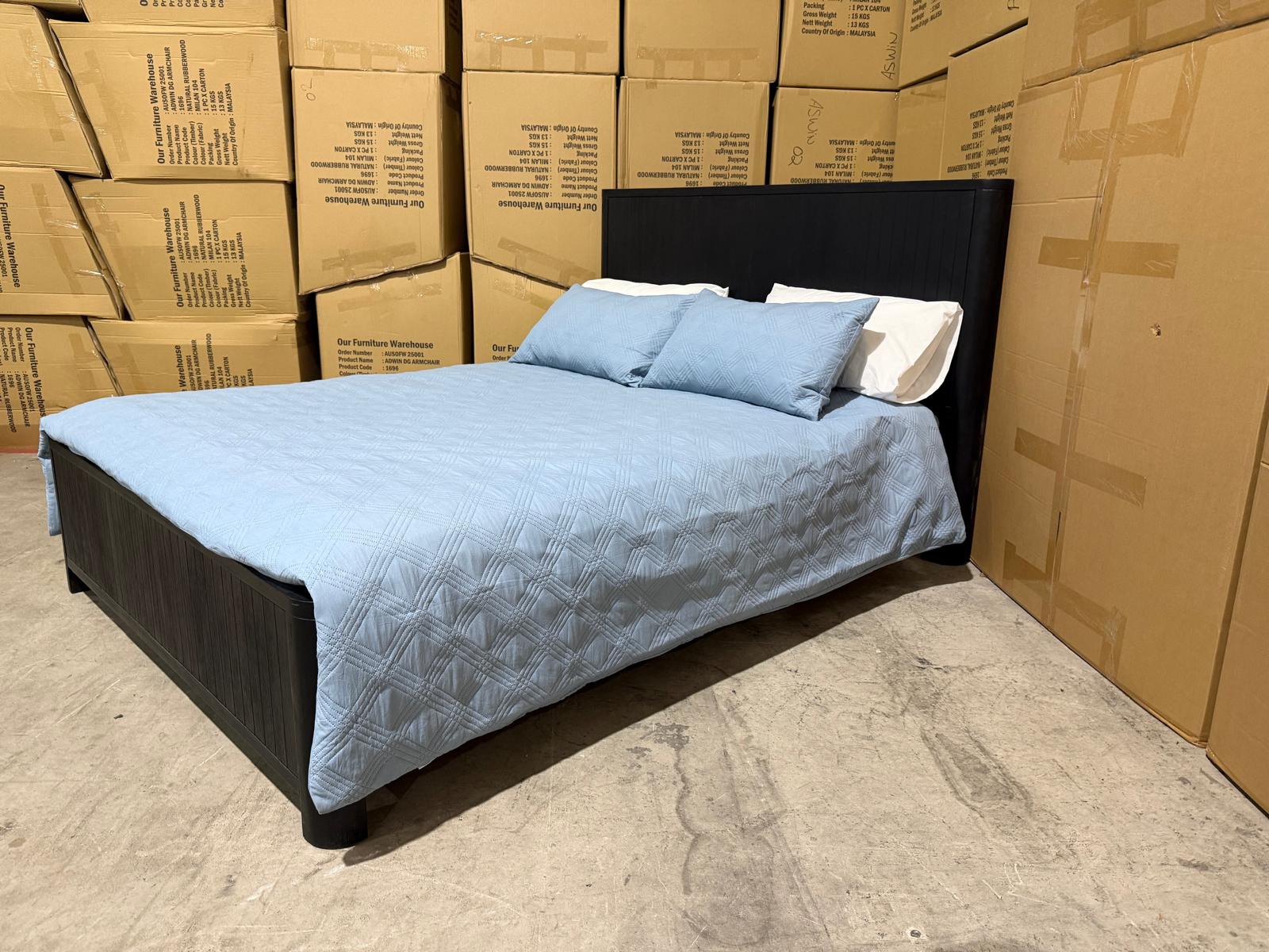 Athena ripple King size bed in shadow black finish