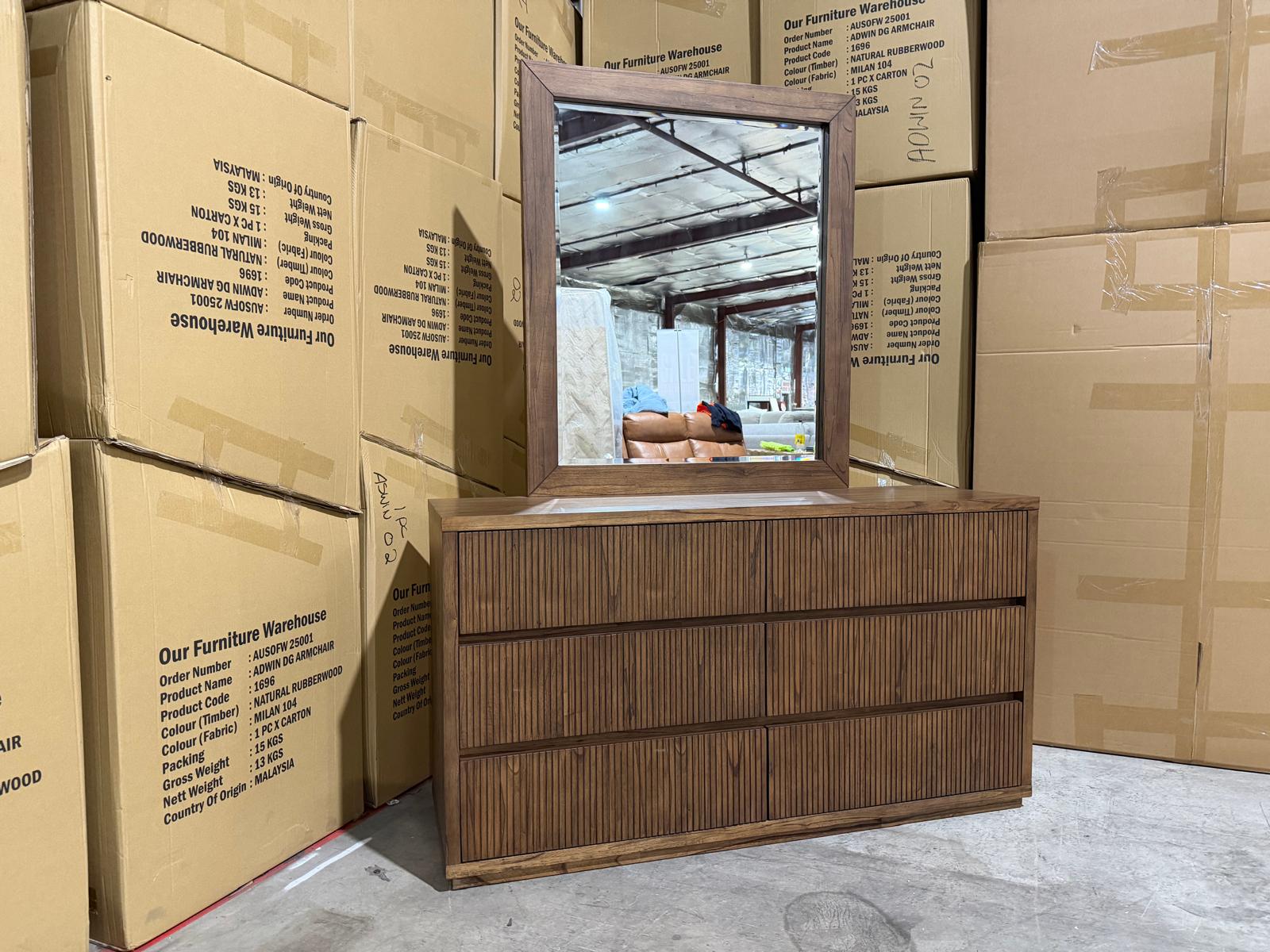 Flinders dressing table inc mirros in Pecan finish