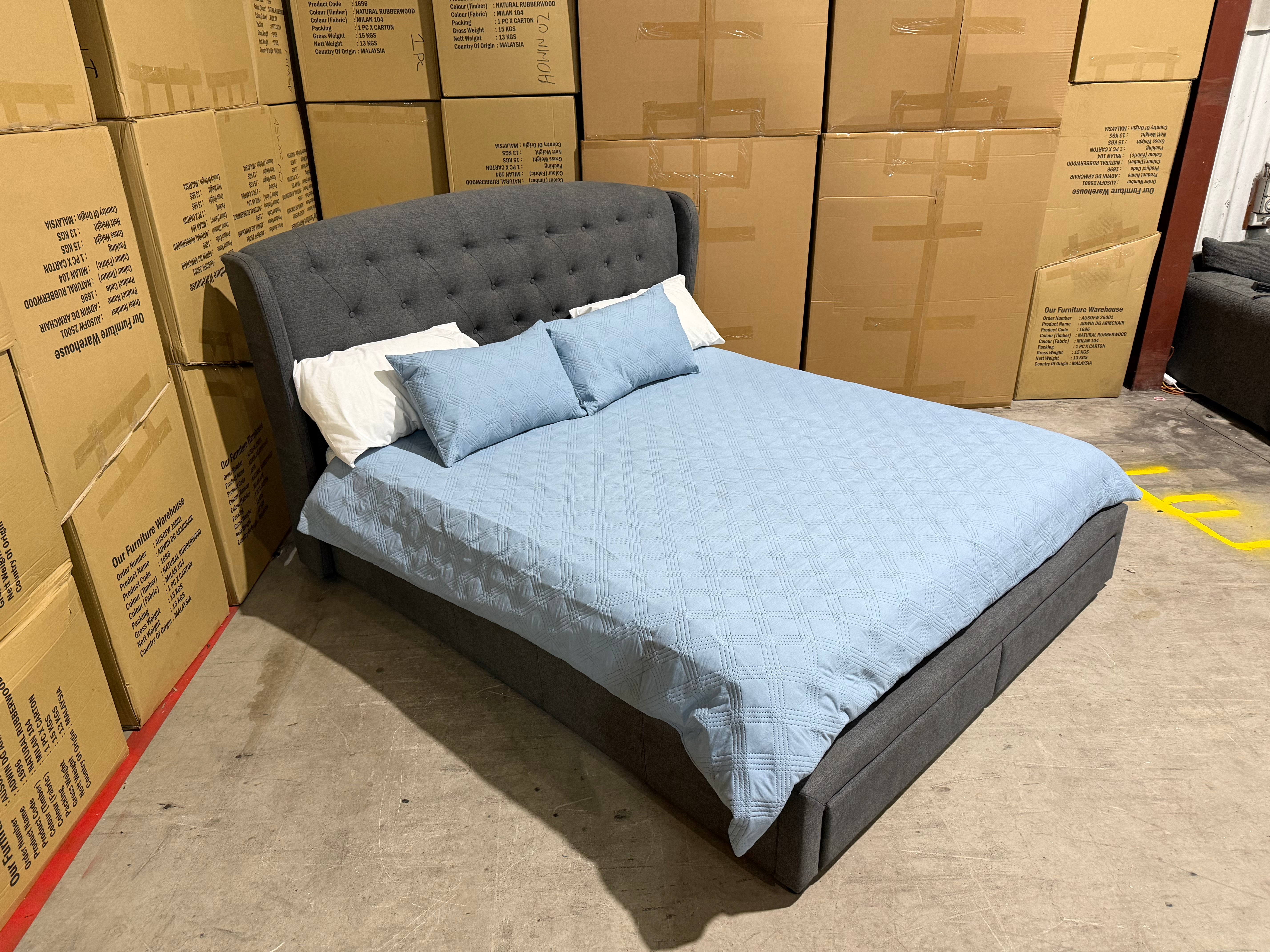 Washington Bed Range (Dark Grey) 2 Sizes Queen & King