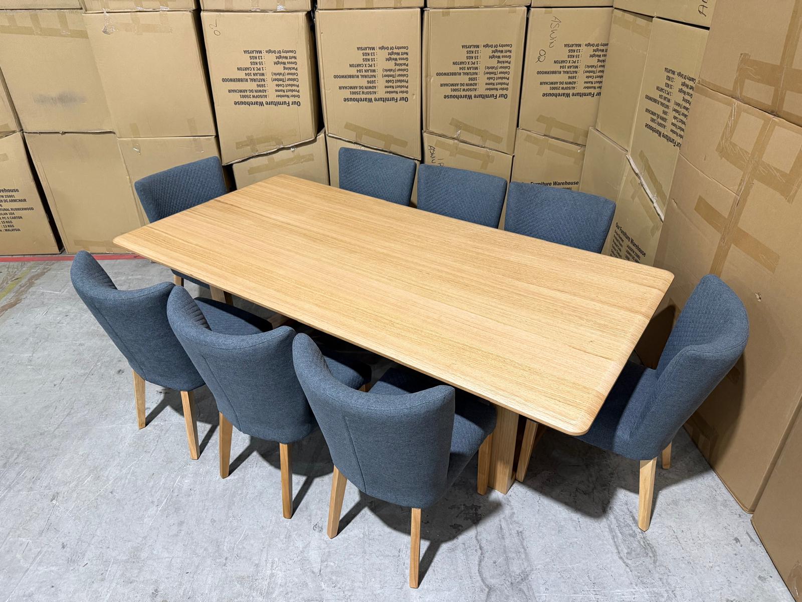 Mitcham Dining Range 2400 9 PCE Set with Tobago Chair Charcoal