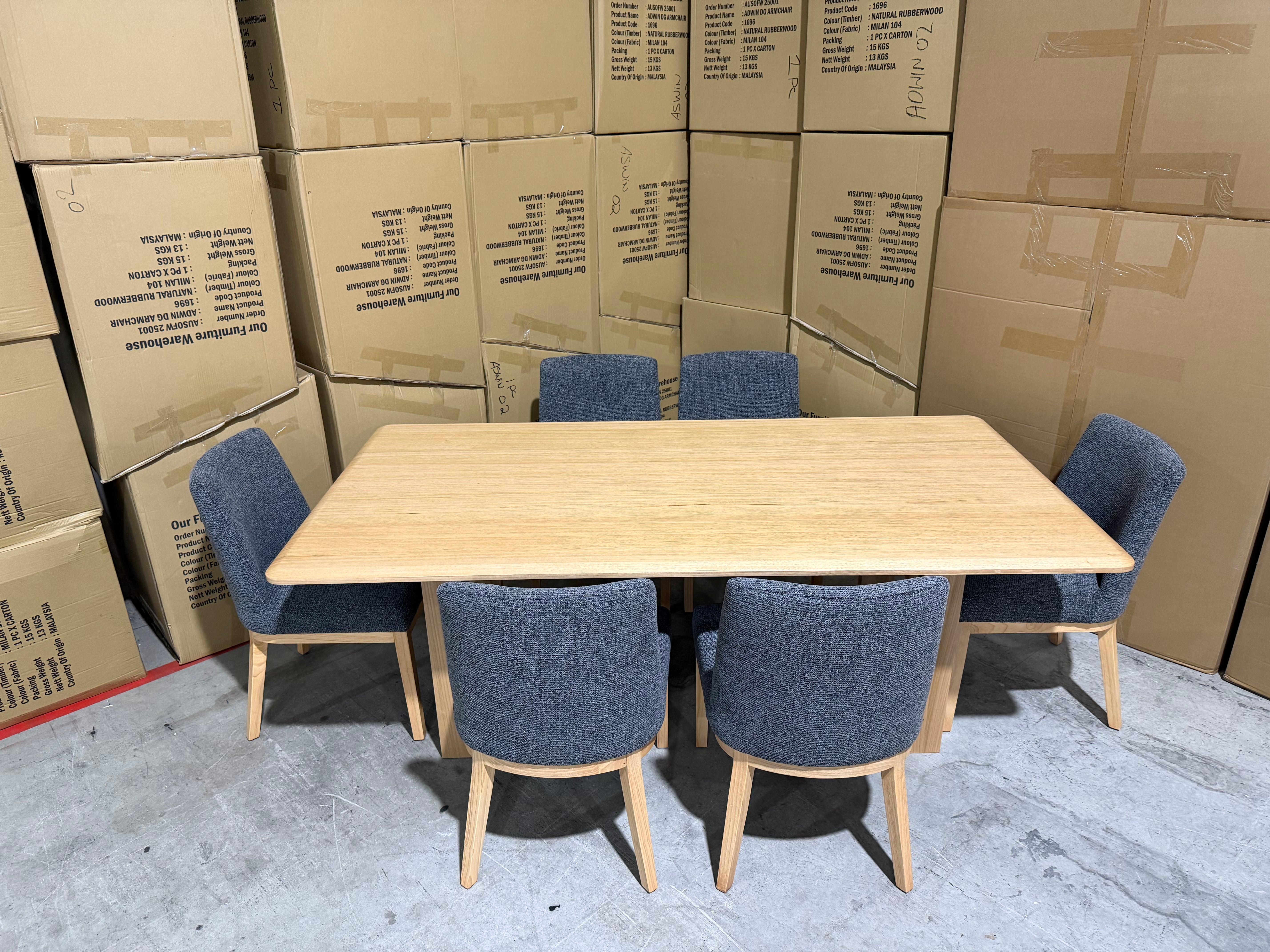 Mitcham 7 Piece Dining Setting With Ginko Chairs
