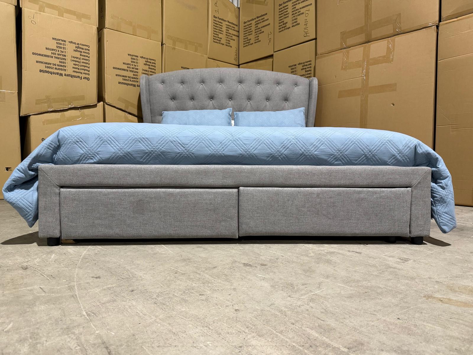 Washington Bed Range Light Grey 2 Sizes Queen & King
