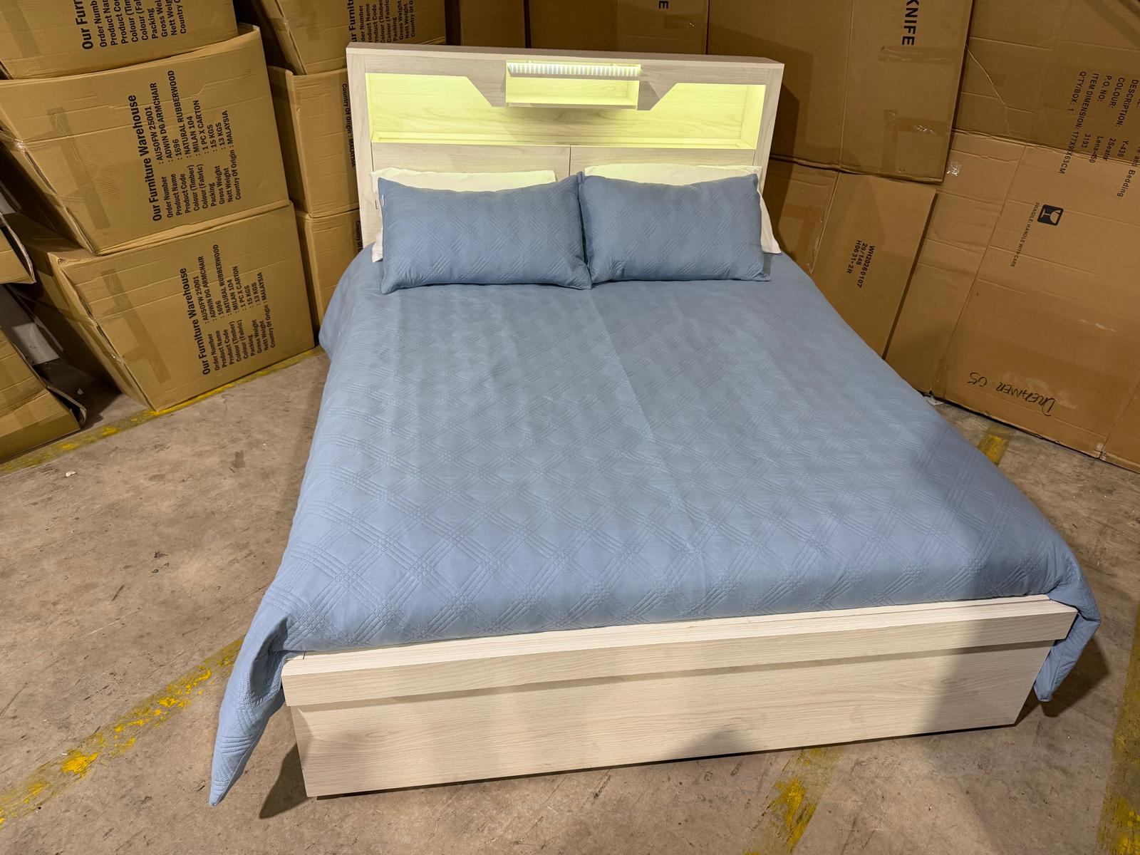 Atlanta King size bed in grey wash finish lift up storage