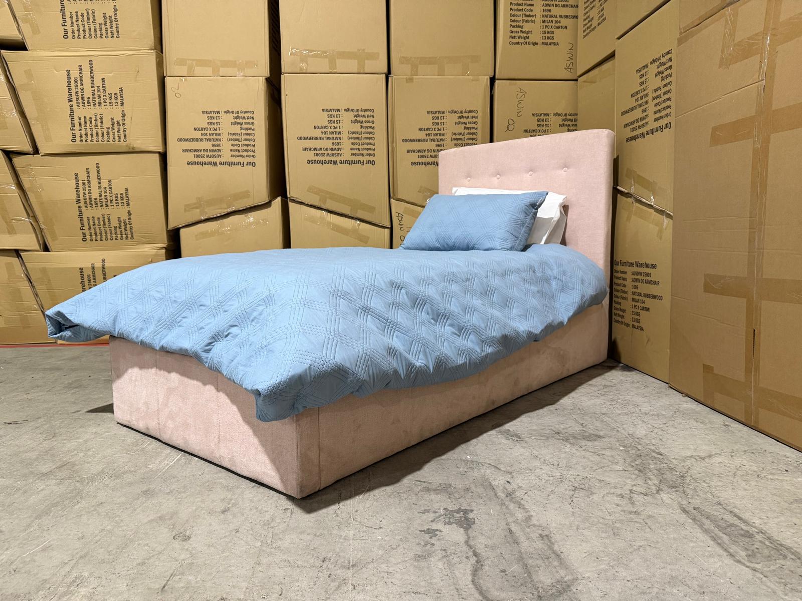 Stuart Single bed in Blush Pink