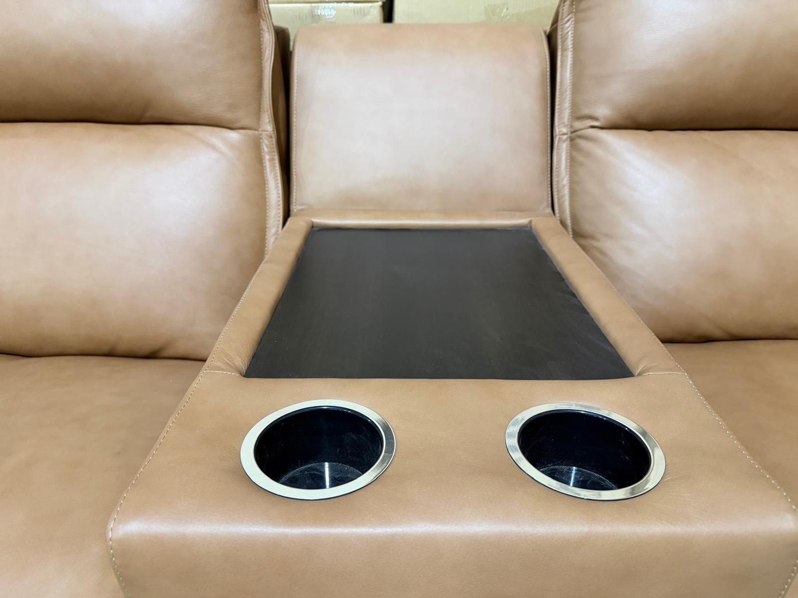Rogers 6pce Modular Lounge Dual Motor Electric Recliners (Tan)