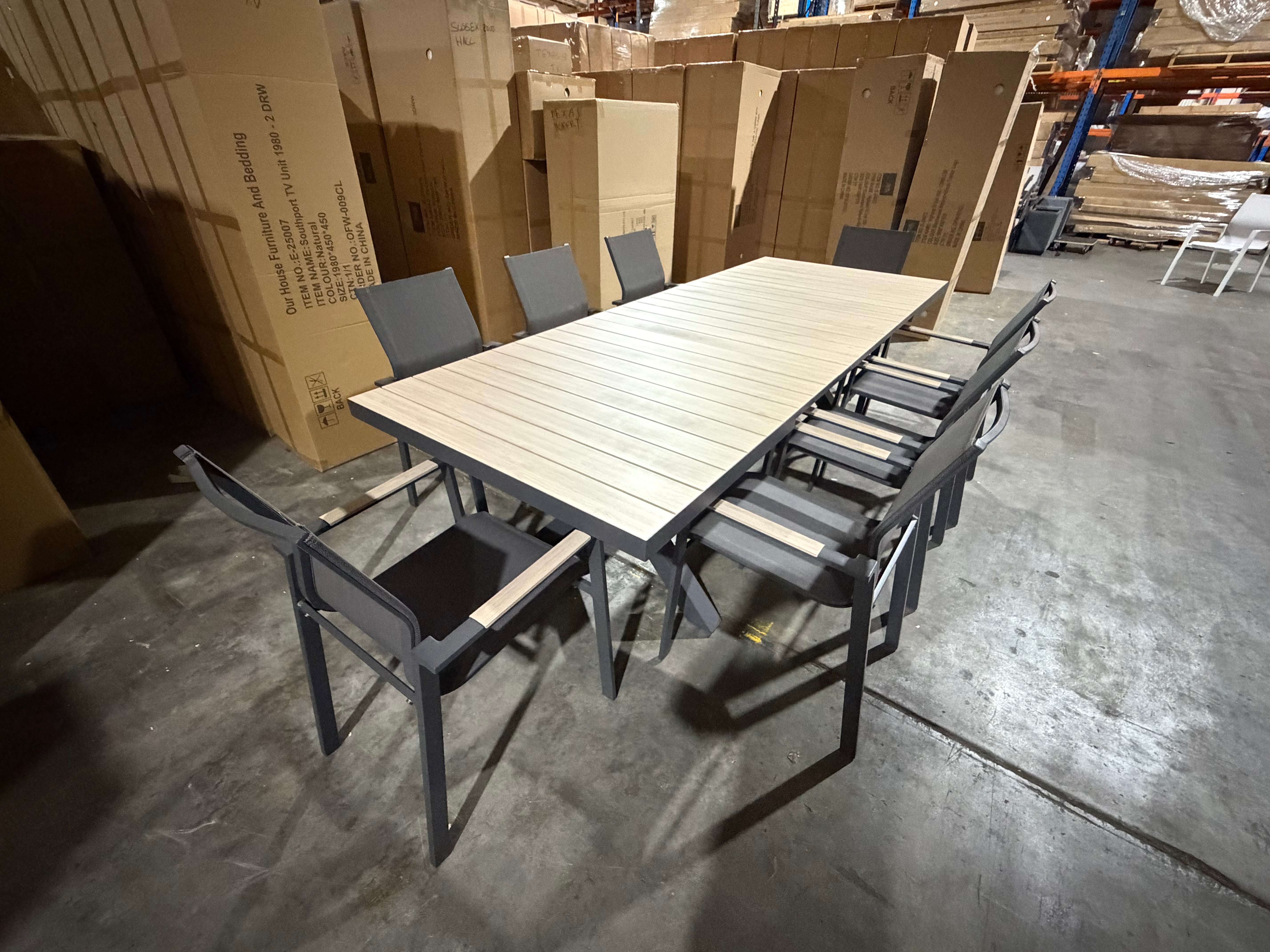 Imperial 9 Pce outdoor Setting 1 X Extension Dining Table + 8 Chairs In Charcoal