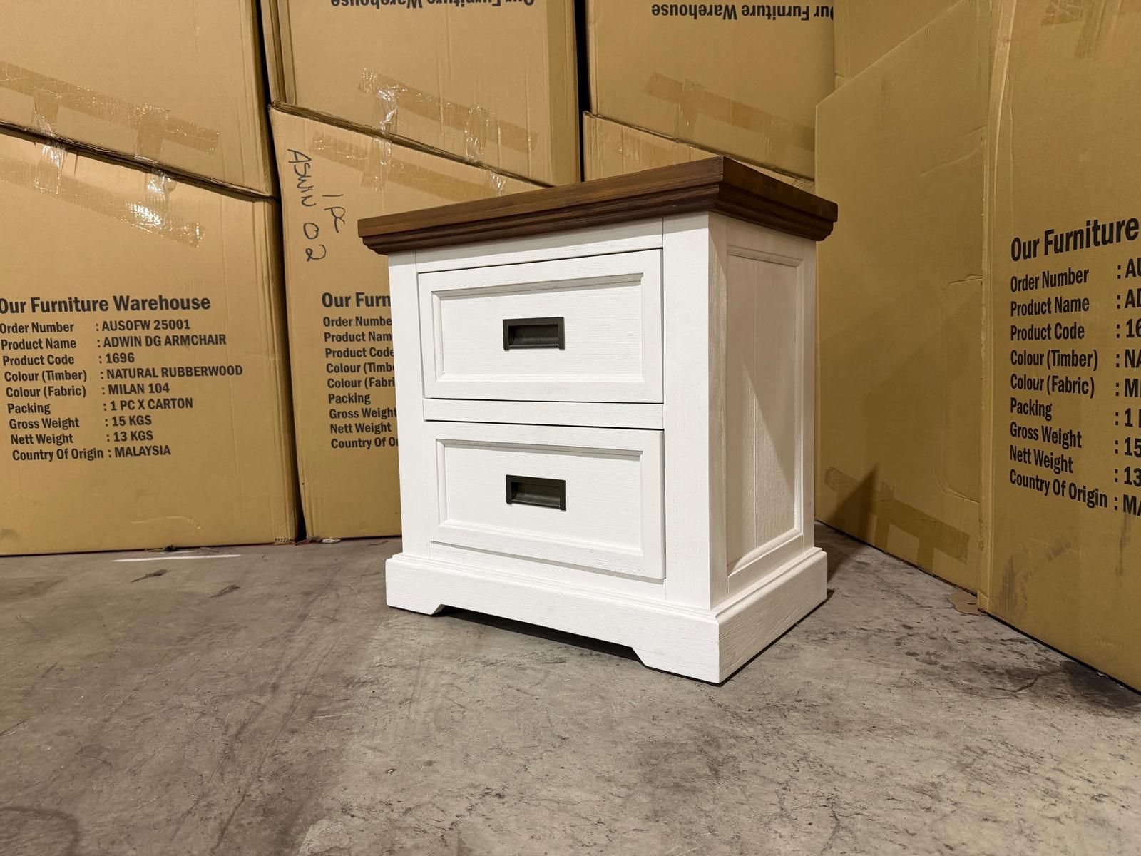 Hamptons bedside chest two tone finish