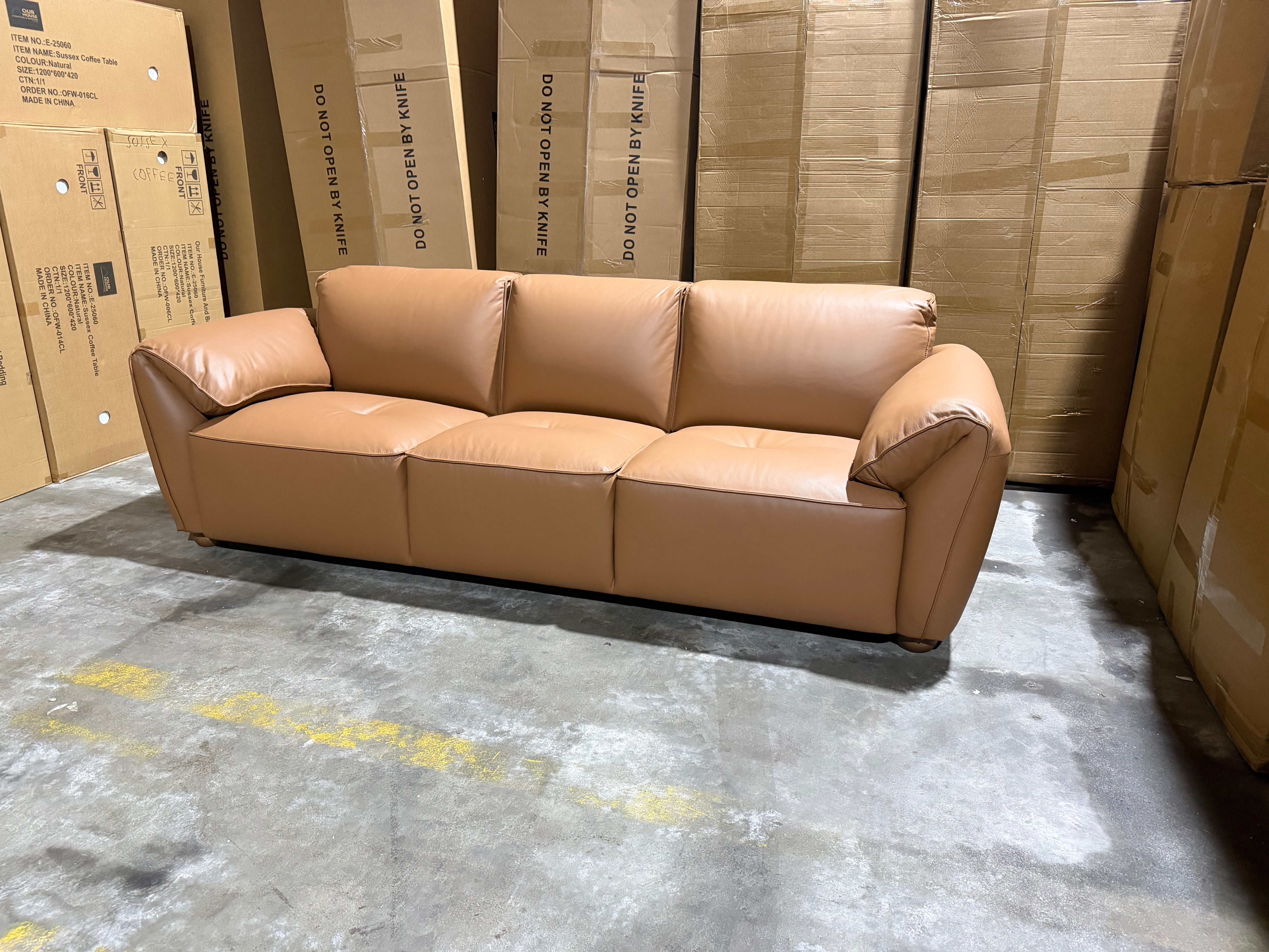 Sapphire 3 Seater Sofa In Cognac Leather