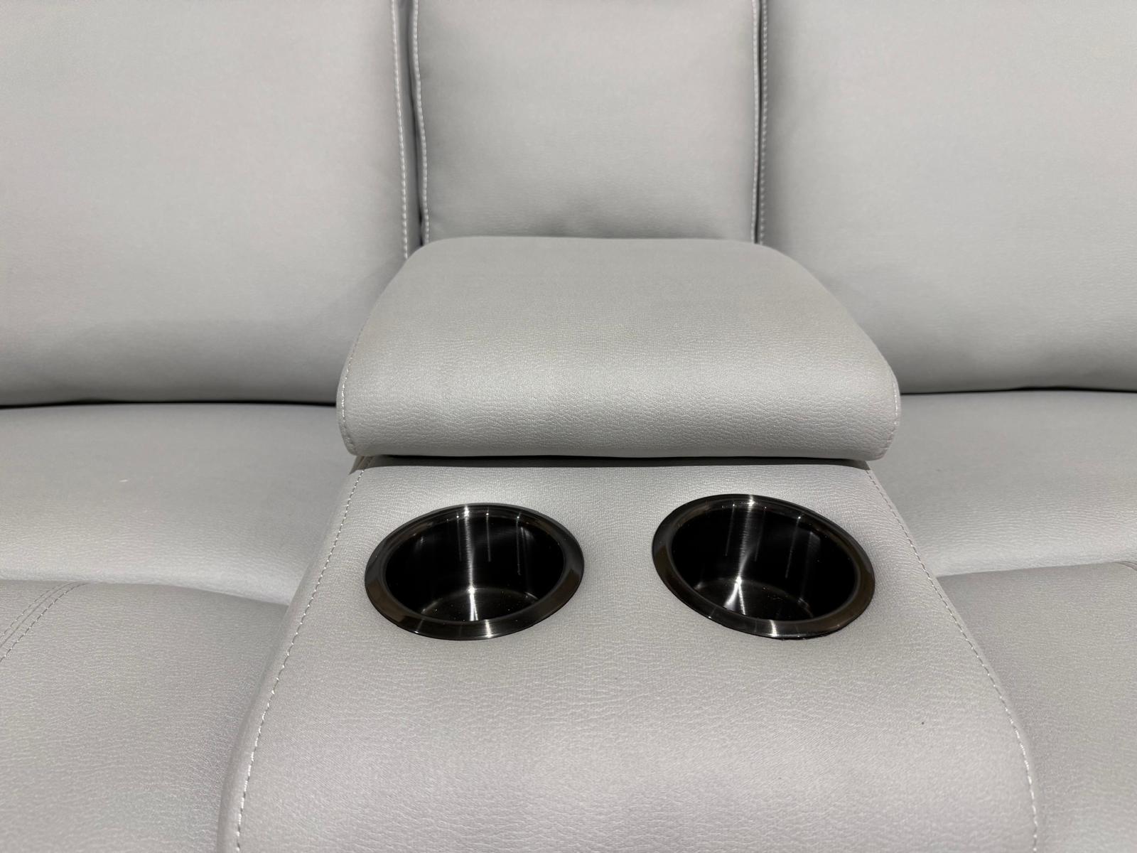 Kenso 2 Seater With Dual Recliners In Soft Rhino Light Grey