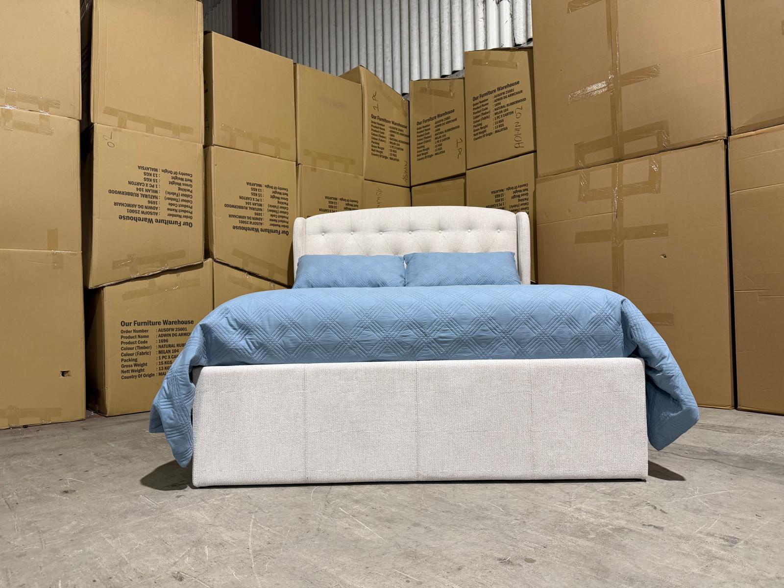 Dallas Double Bed with gas lift Storage In Natural