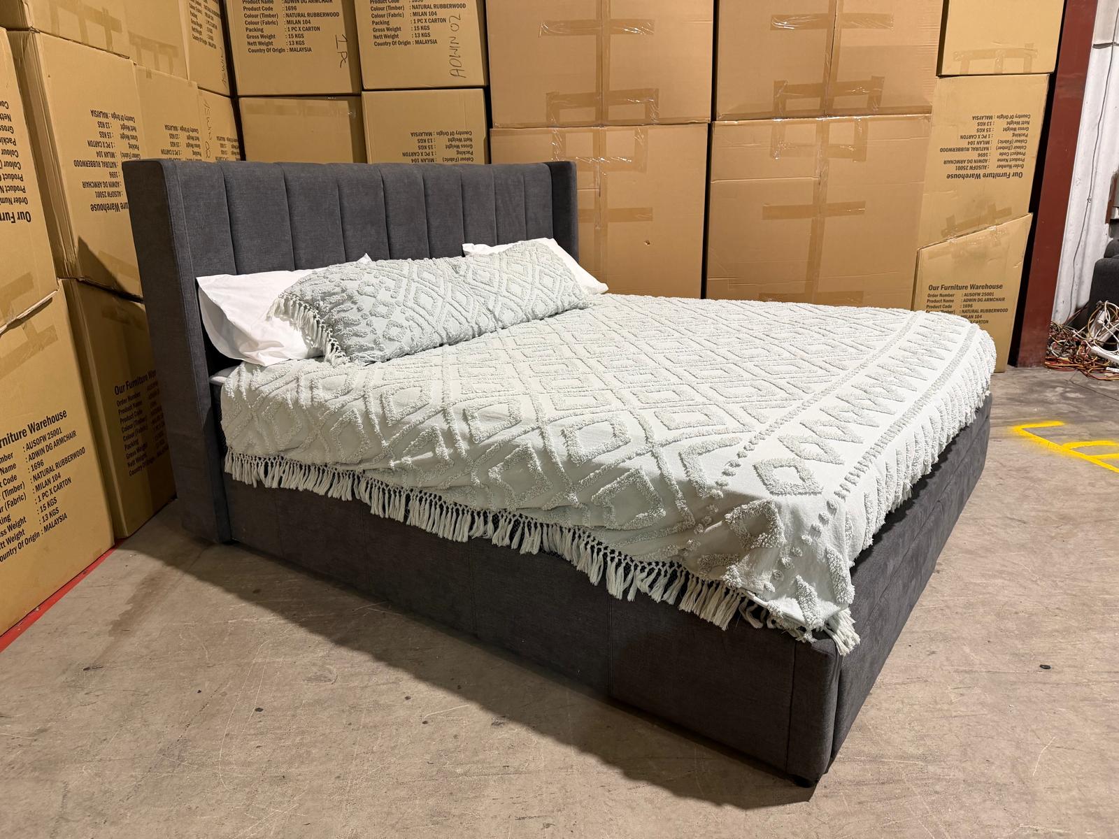 Portland super king upholstered bed in Sunlight Storm
