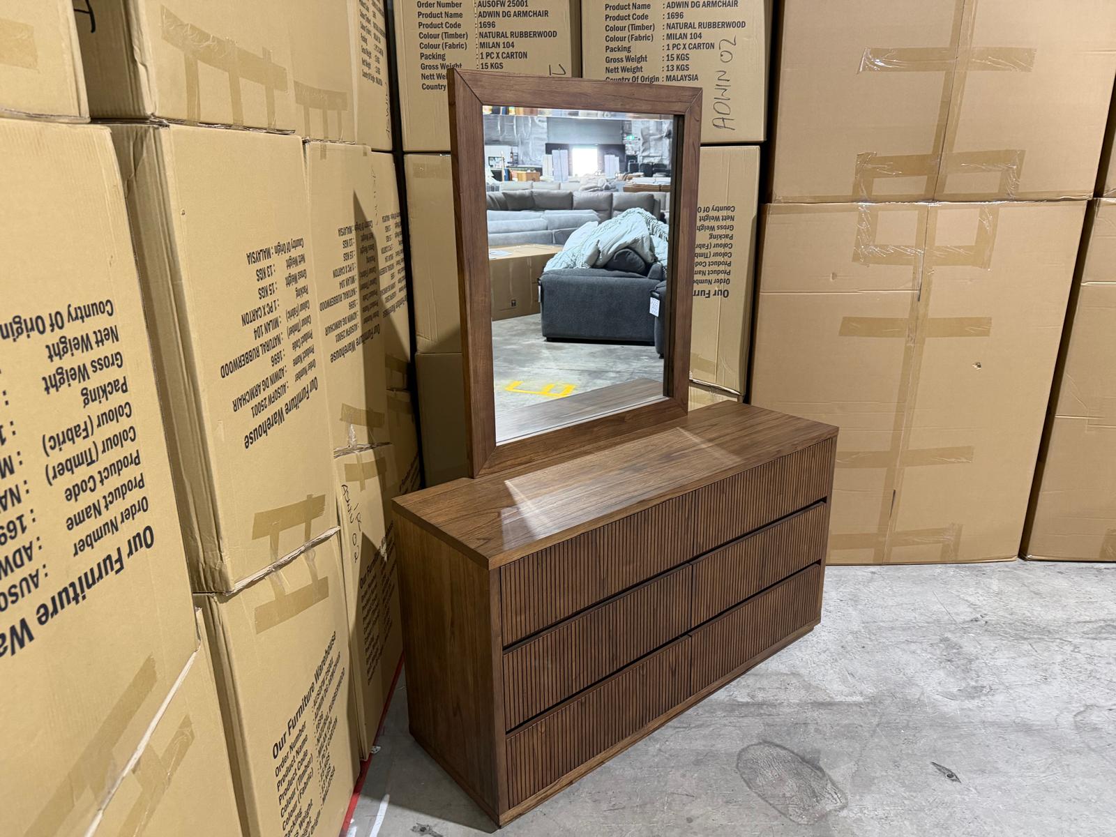 Flinders dressing table inc mirros in Pecan finish