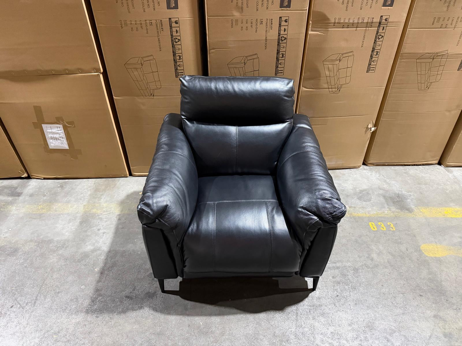 Oasis Single Recliner Leather Match (BLACK)