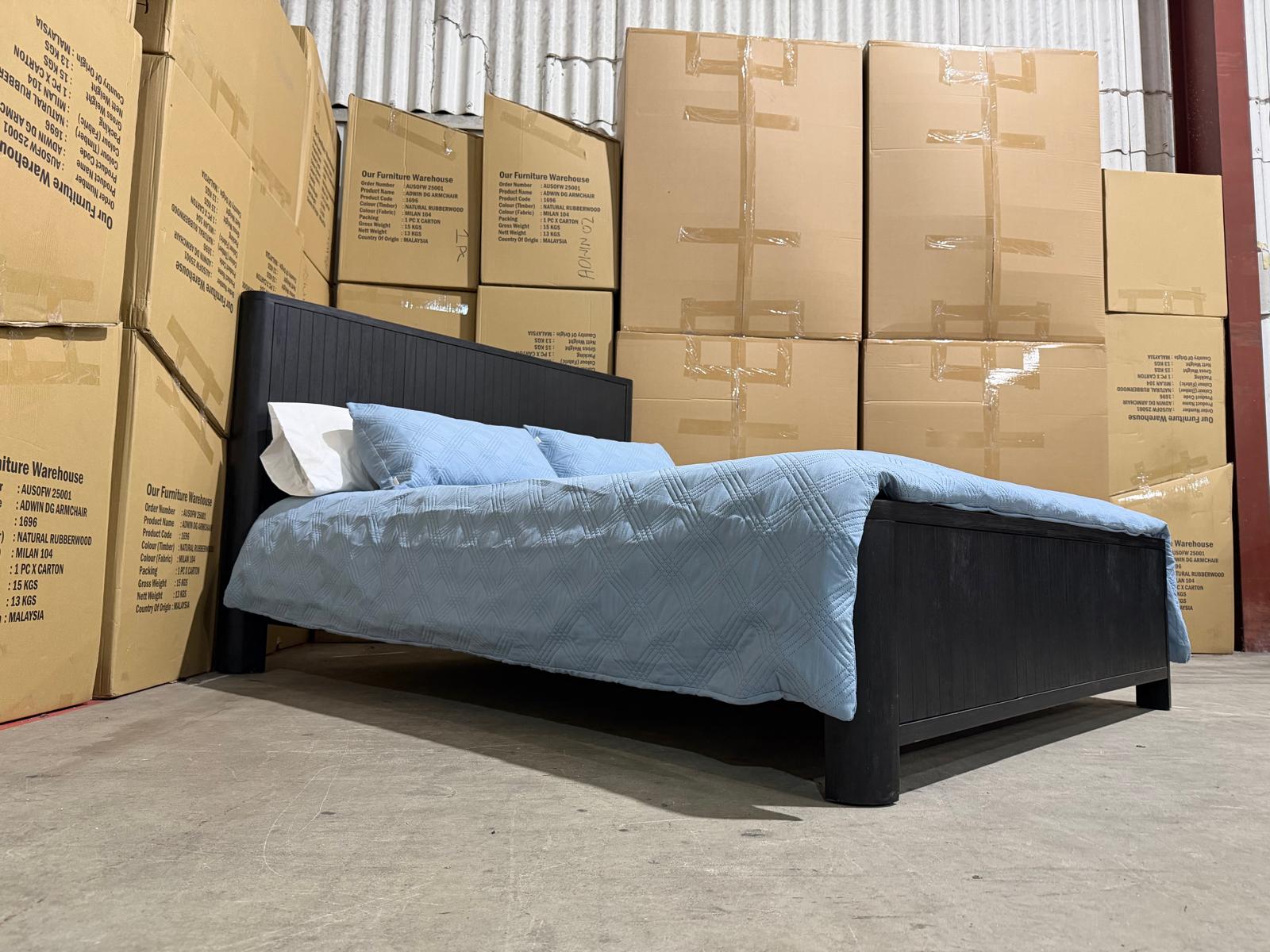 Athena ripple King size bed in shadow black finish