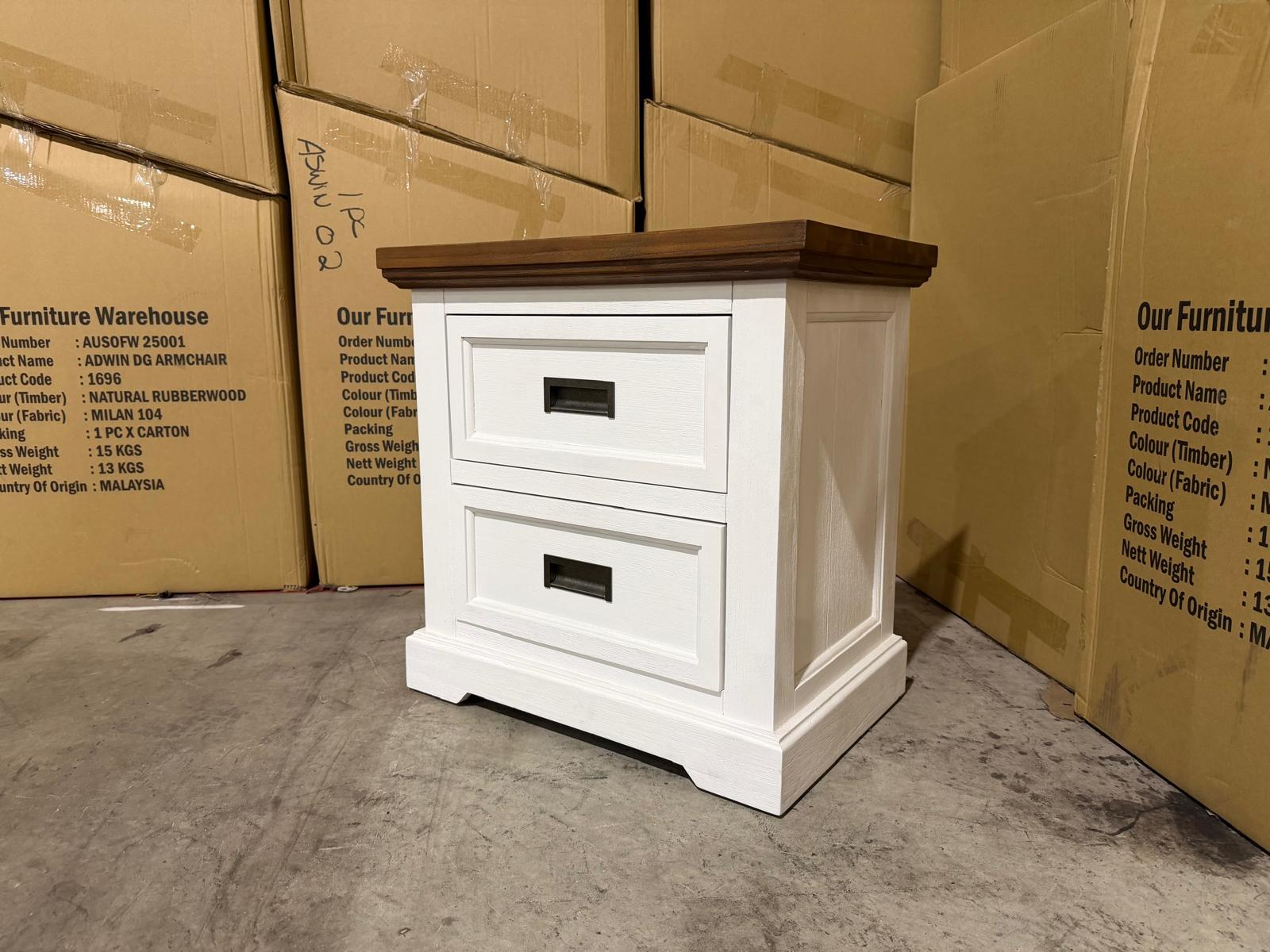 Hamptons bedside chest two tone finish